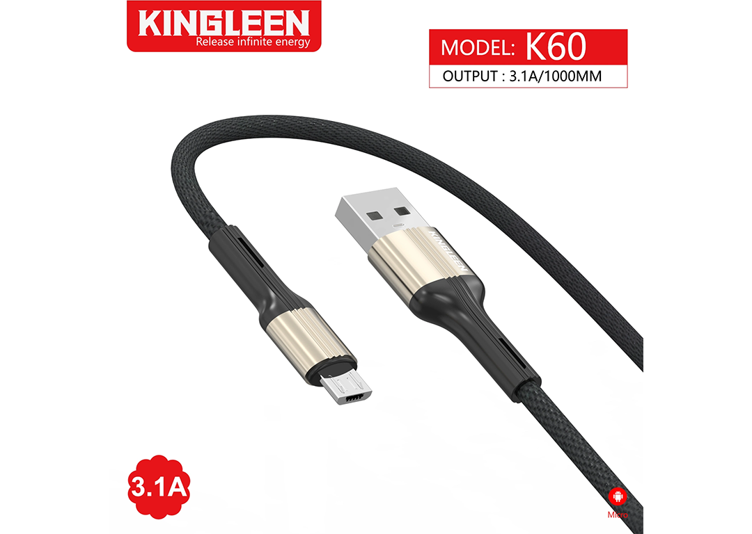 CÁP USB -> MICRO USB 3.1A 1M KINGLEEN K60