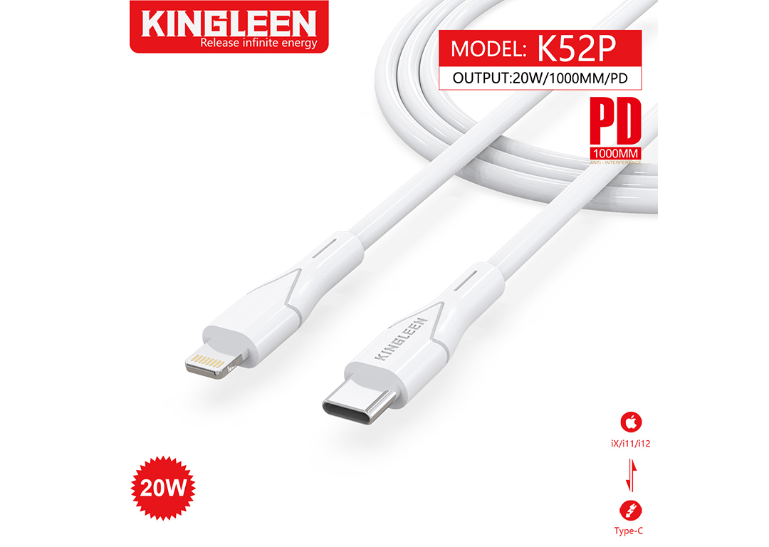 CÁP TYPE-C -> LIGHTNING 20W 1M KINGLEEN K52P