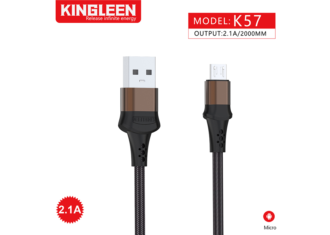 CÁP USB 2.0 -> MICRO USB 2.1A 2M KINGLEEN K57