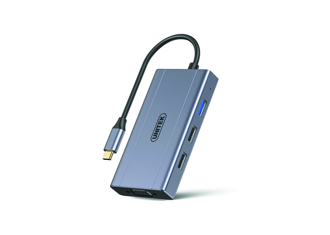 Hub chia 5 trong 1 Type-C -> USB + HDMI + VGA + LAN + PD 100W UNITEK D105C