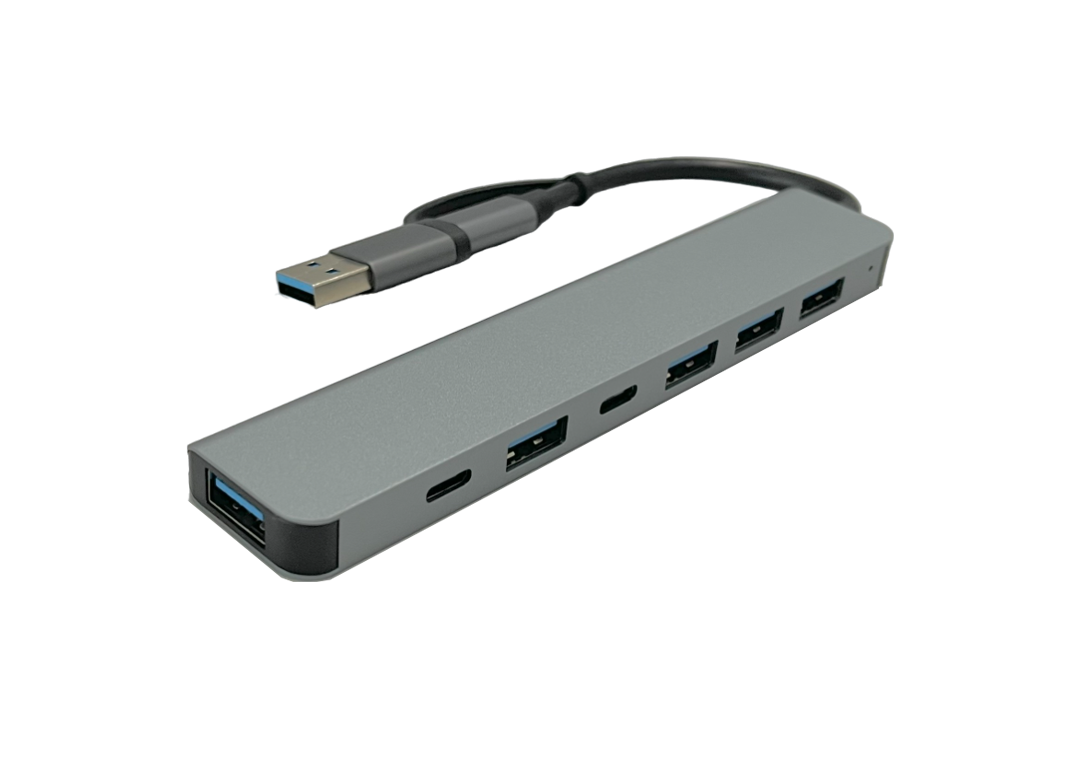 HUB CHUYỂN ĐỔI USB + TYPE-C RA 5 CỔNG USB+ 2 TYPTE-C  T-3627