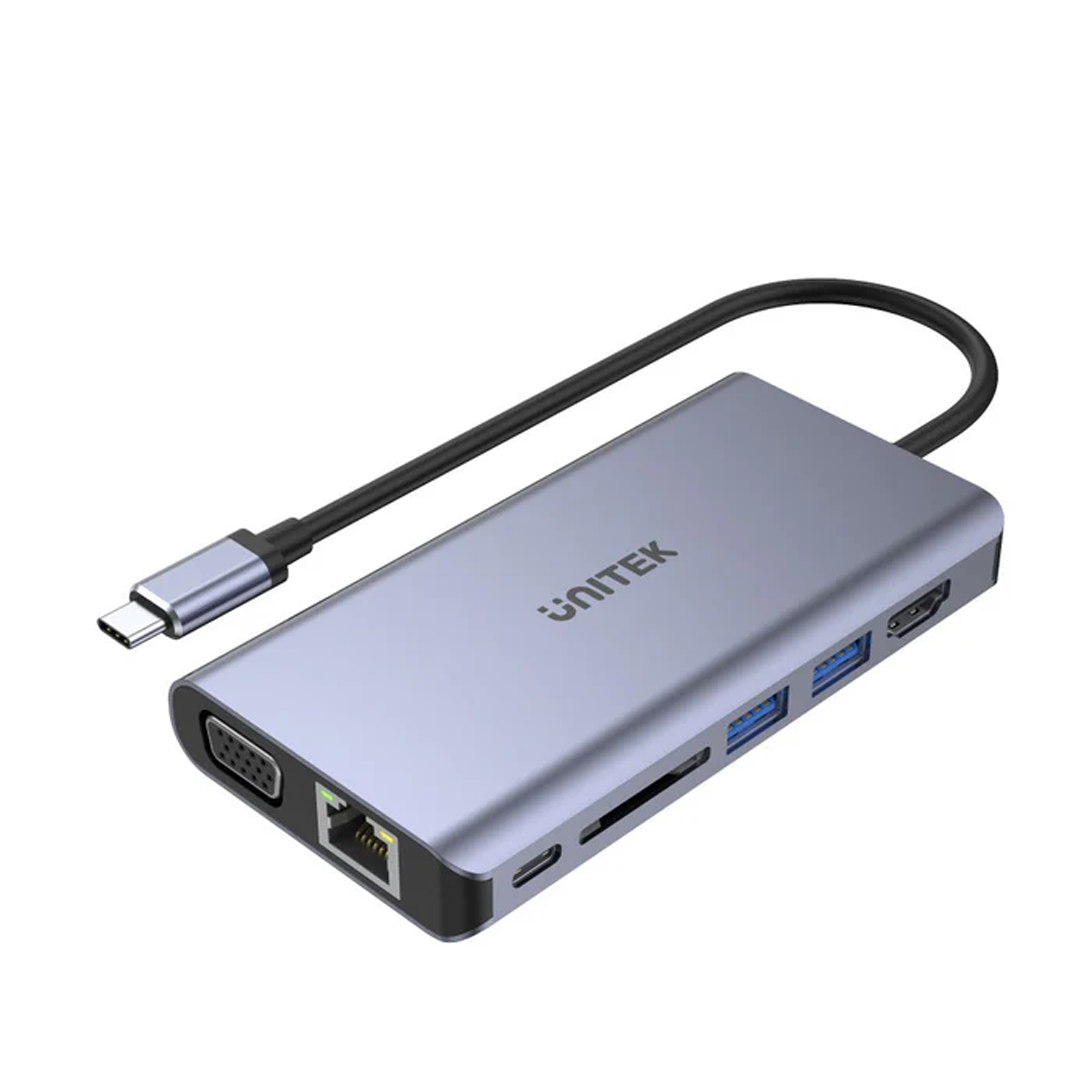 uHUB O8+ Hub hiển thị kép USB-C 8 trong 1 với USB 5Gbps và sạc PD 100W D1019B