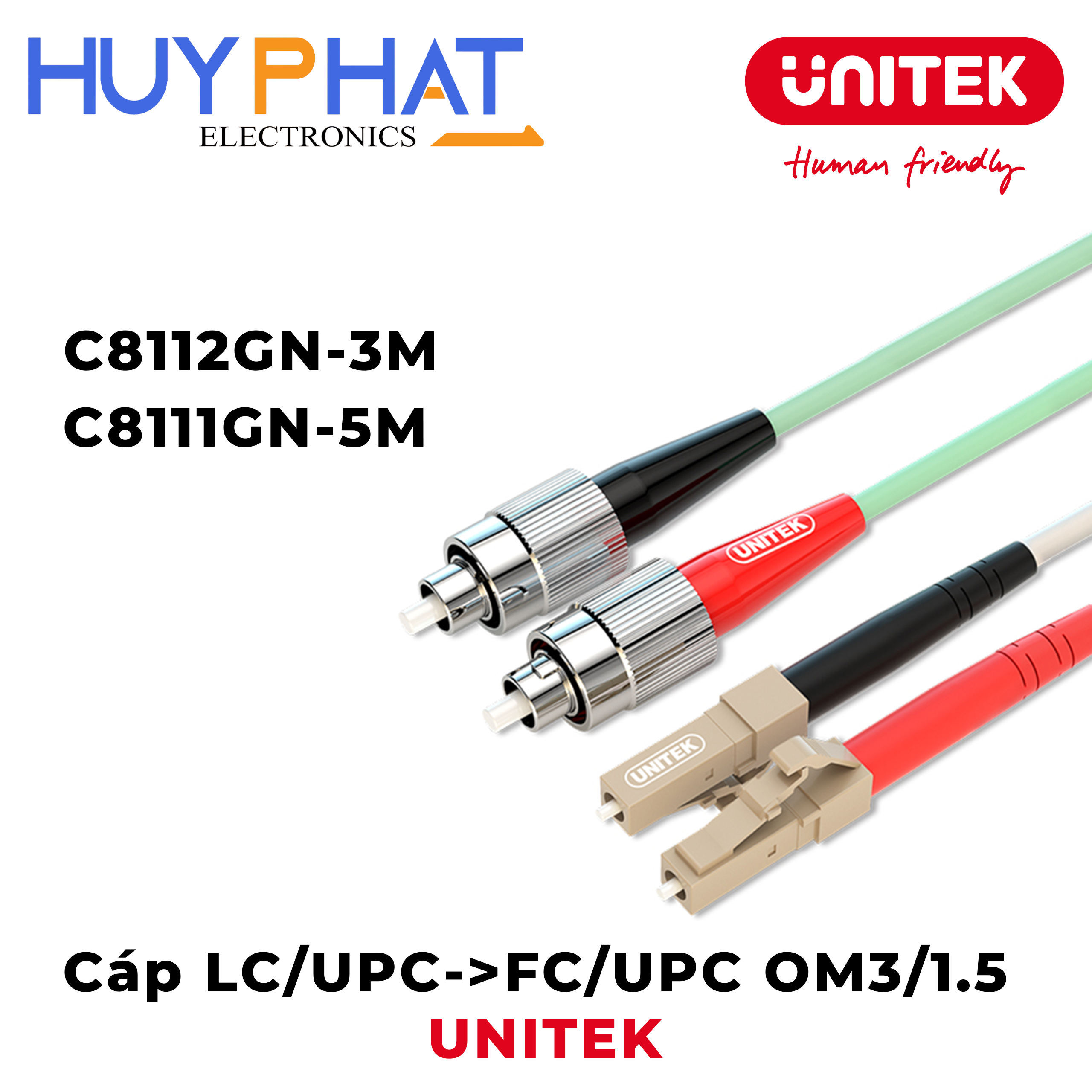Cáp LC/UPC->SC/UPC OM3/1.5 10 GIGABIT C8111GN/C8112GN UNITEK