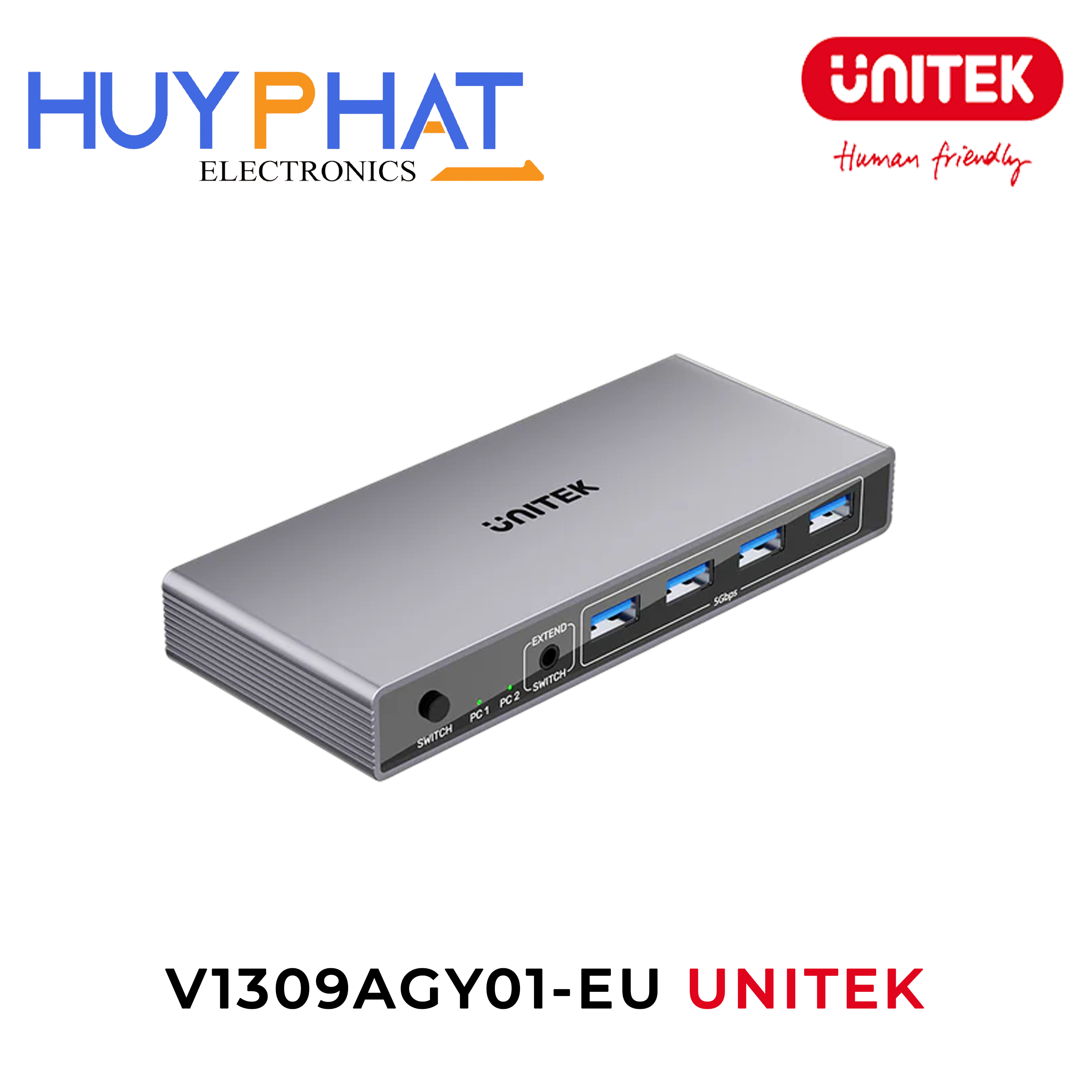 Bộ chuyển mạch KVM HDMI 5Gbps 4K@60Hz UNITEK V1309AGY01-EU