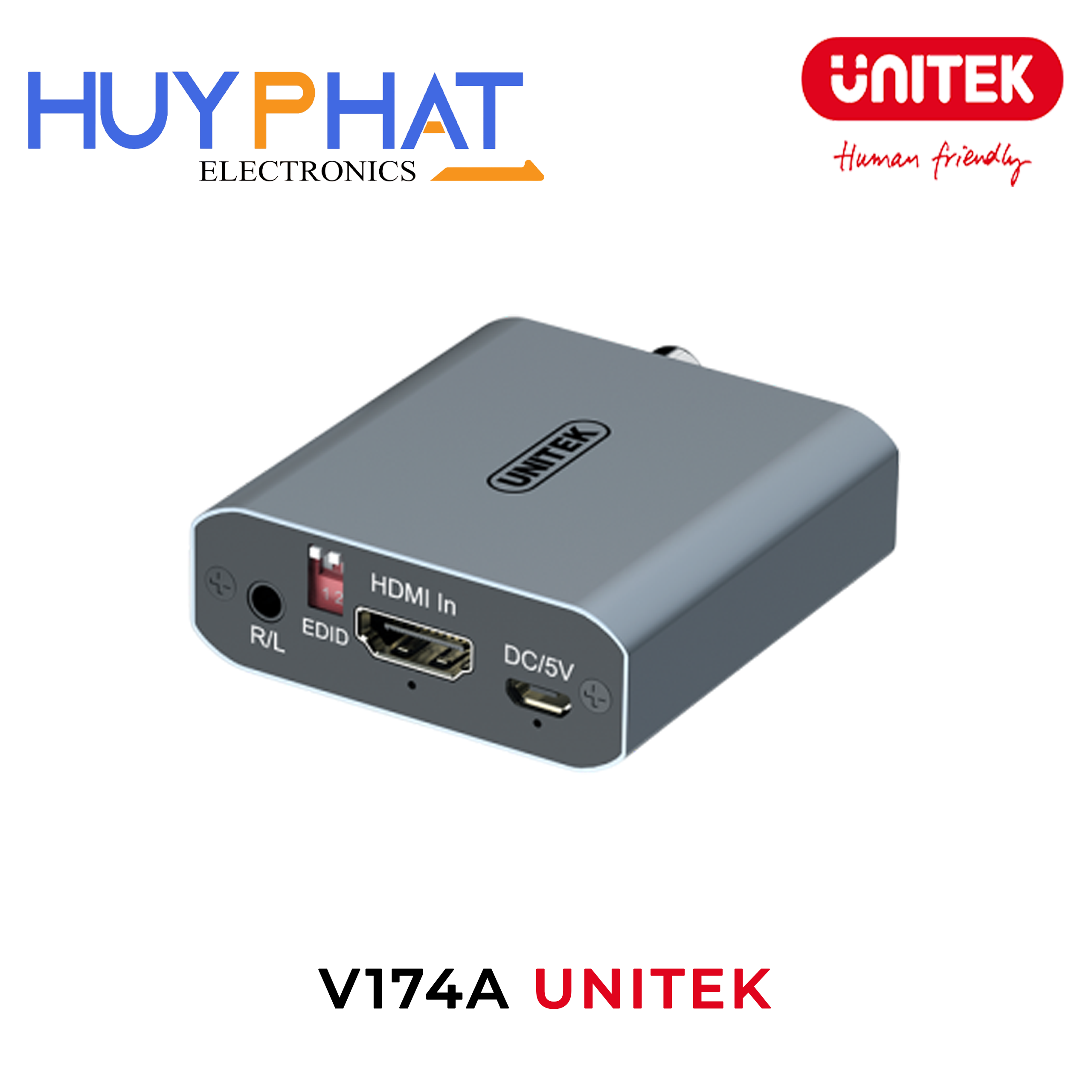 Bộ tách âm thanh HDMI -> HDMI 4K@30Hz + DC 3.5 + RCA + Audio UNITEK V174A