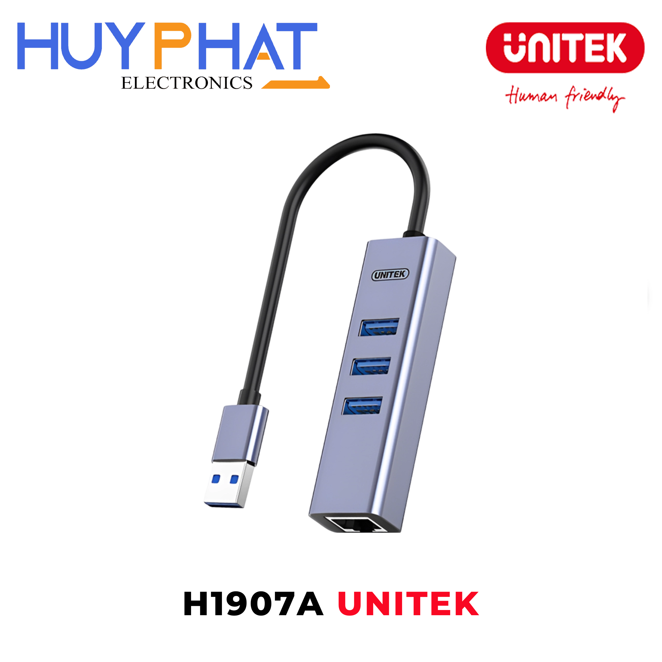 Bộ chuyển đổi 4 cổng USB3.0 -> USB3.0 + LAN 5Gbps UNITEK H1907A