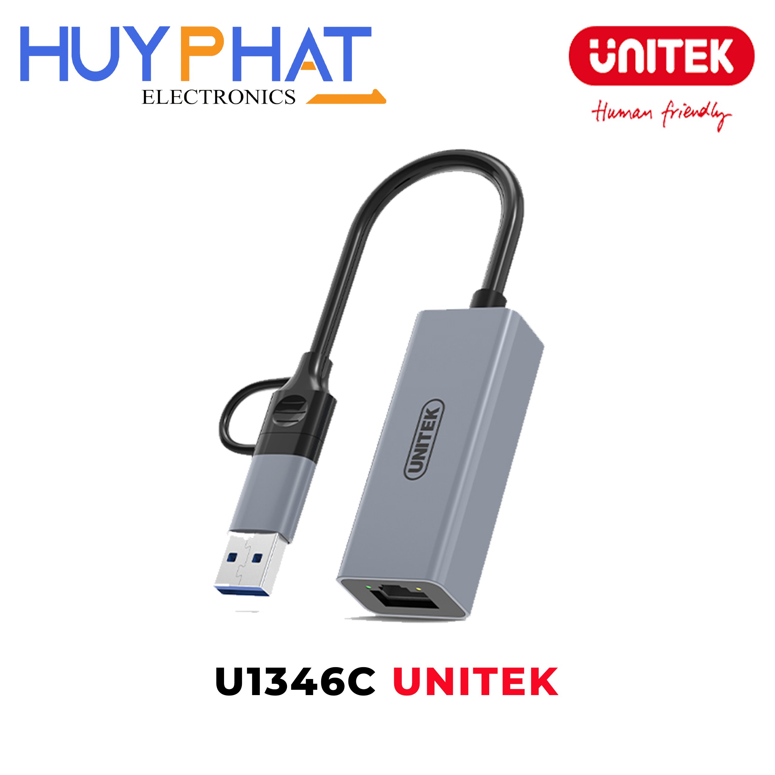 Cáp chuyển đổi USB3.0/Type-C -> LAN UNITEK U1346C