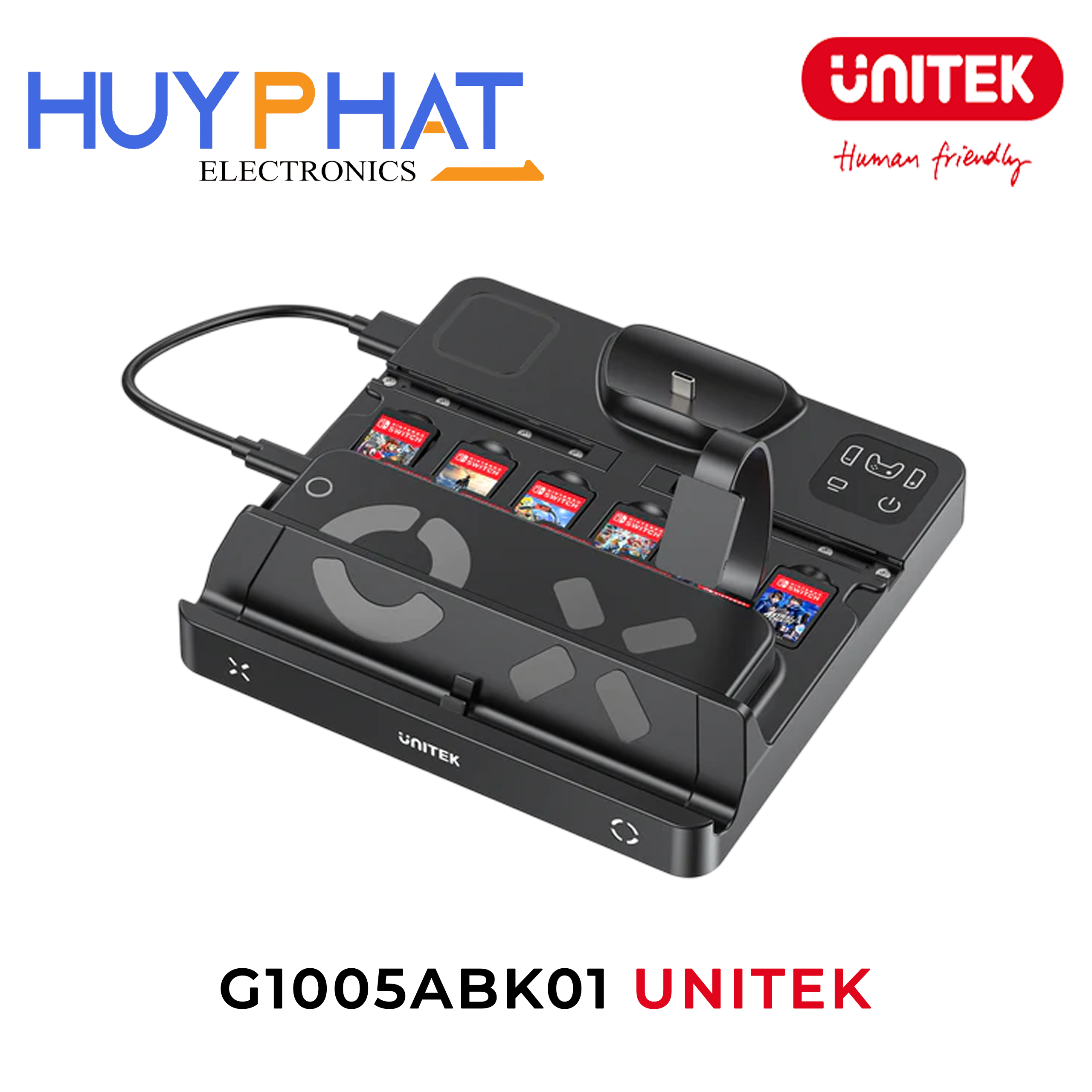 Trạm sạc Switch có đầu đọc thẻ game UNITEK G1005ABK01