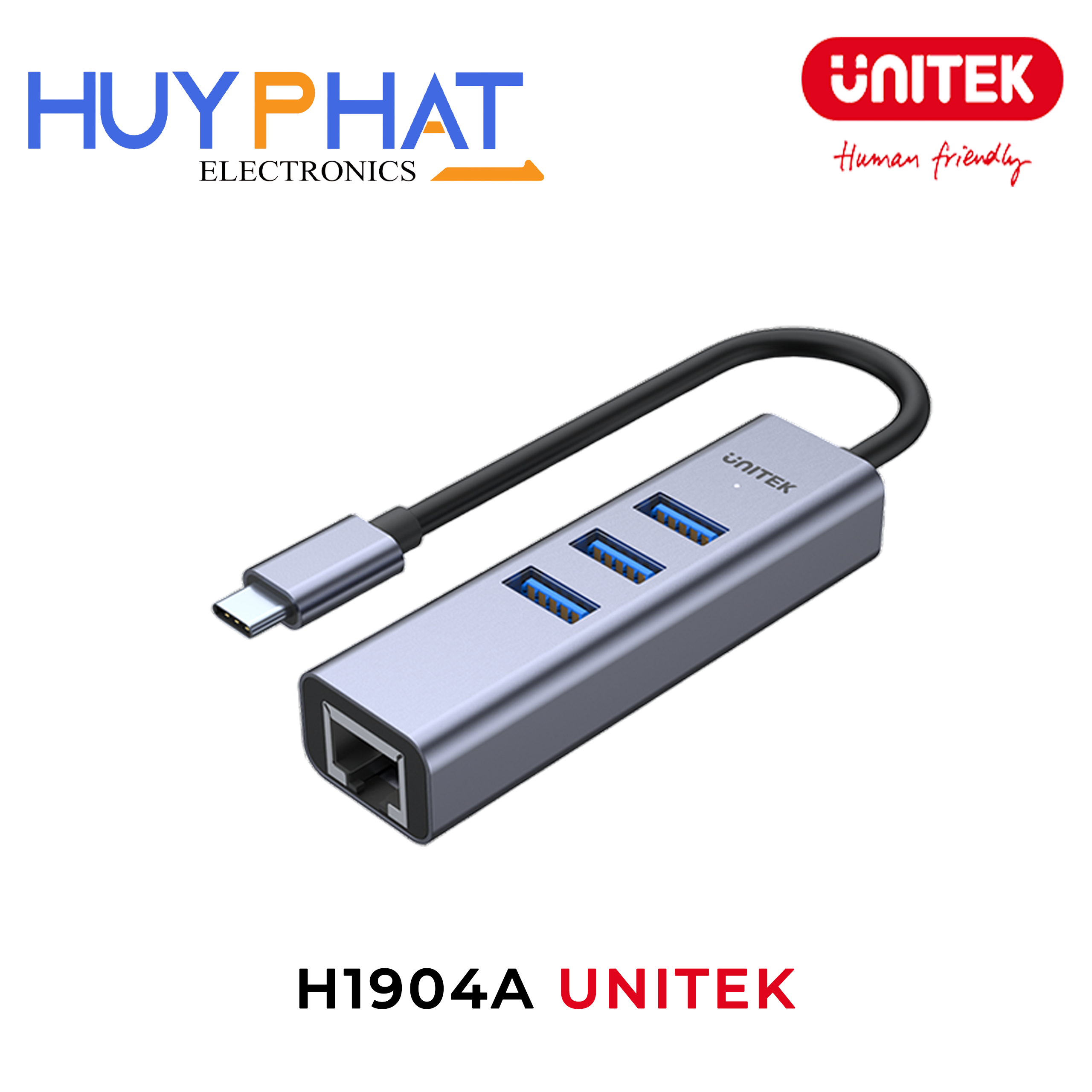 Cáp Type-C -> USB 3.0 + LAN UNITEK H1904A