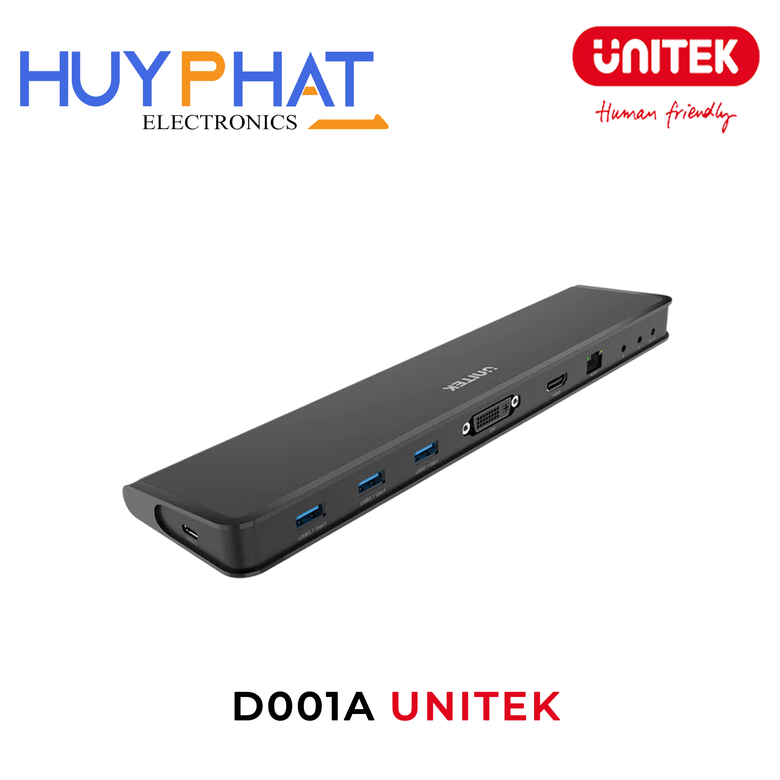 UHub S7 chia 5 trong 1 Type-C -> Type-C + USB3.0 + DVI + HDMI + Audio Unitek D001A
