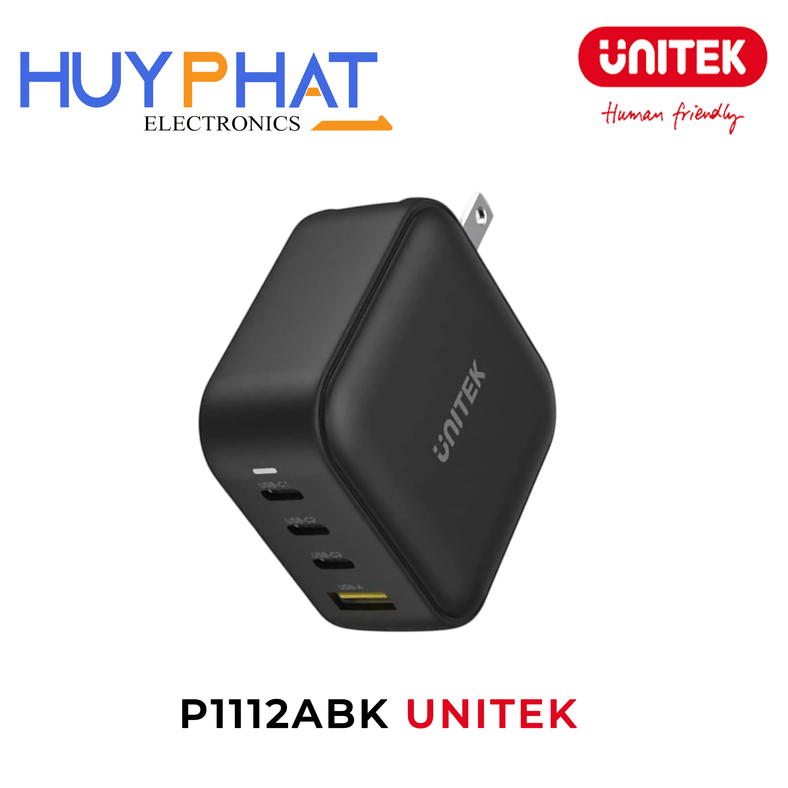 Dock sạc du lịch  GaN 4 cổng Type-C + USB-A 100W UNITEK P1112ABK