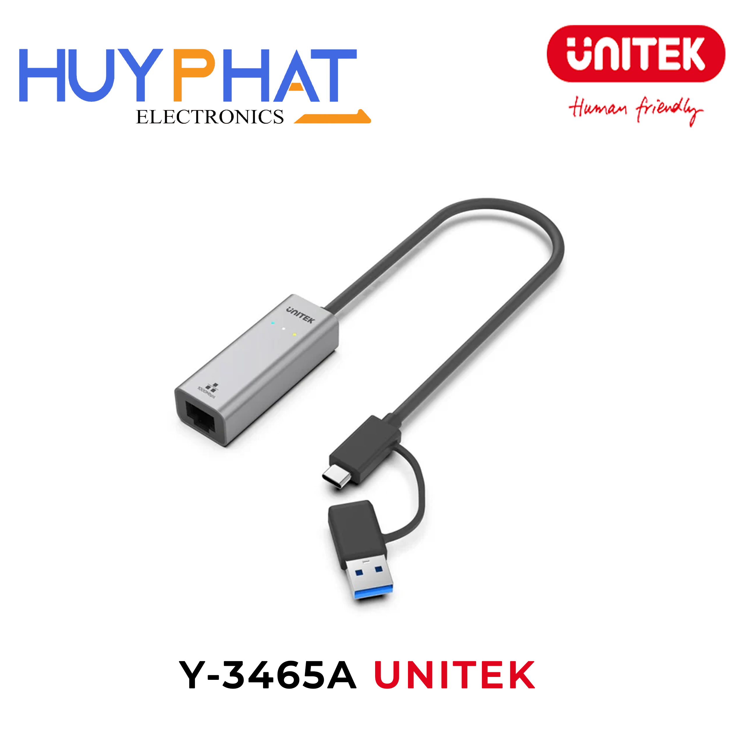 Cáp chuyển đổi Type-C/USB -> LAN UNITEK Y-3465A