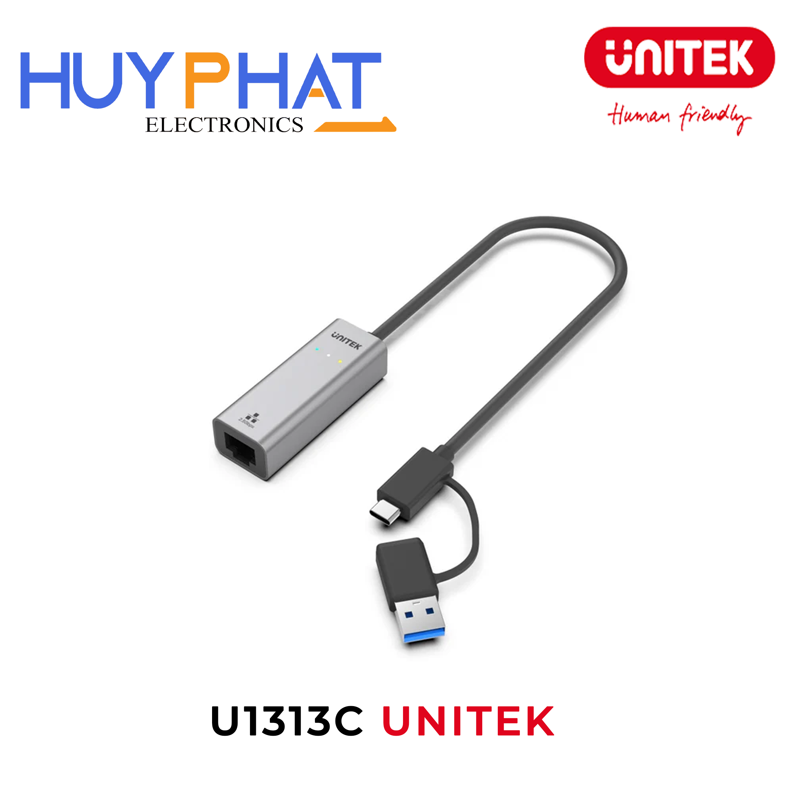 Cáp chuyển đổi Type-C/USB-A -> LAN 2.5G UNITEK U1313C