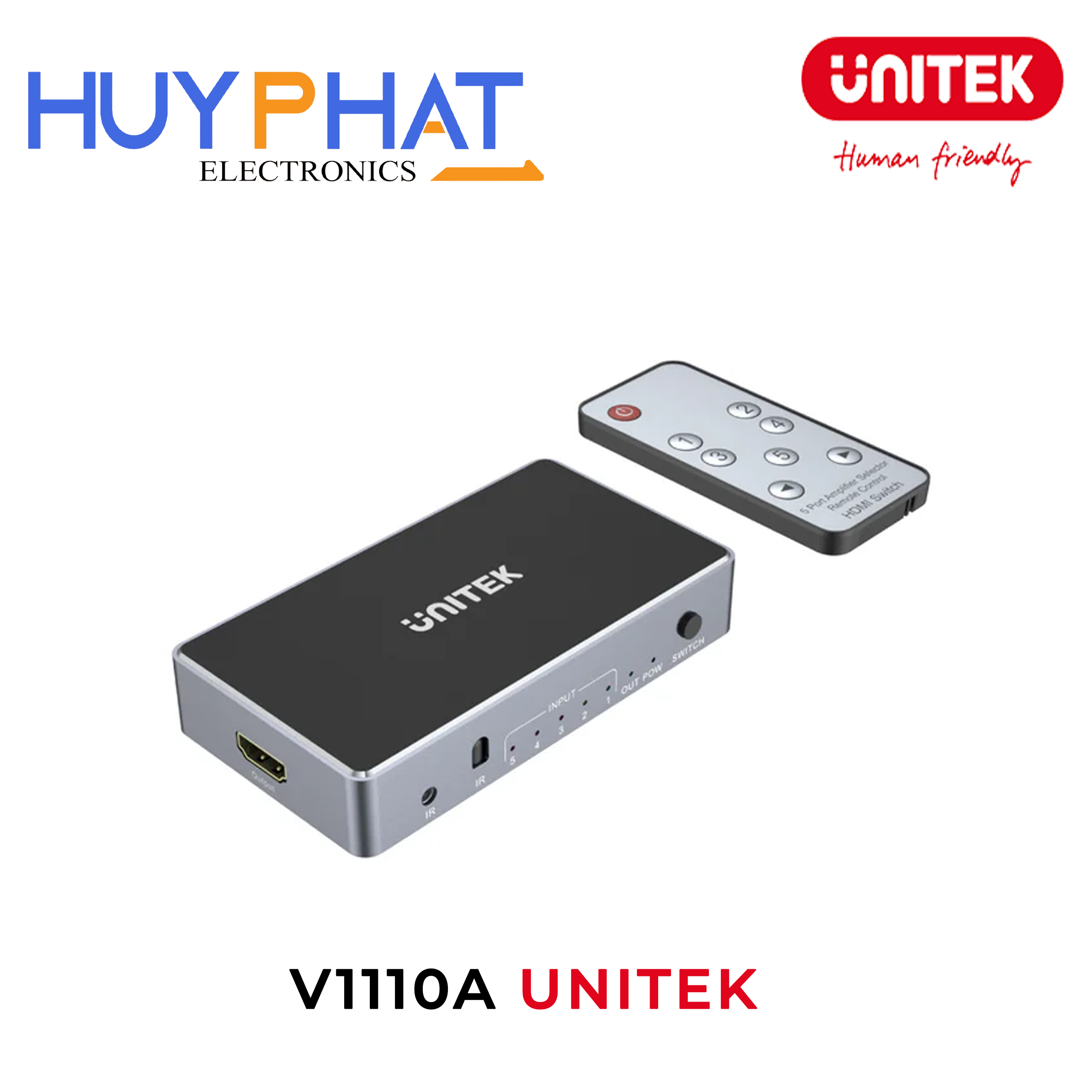 Bộ chuyển mạch 5 cổng KVM HDMI 4K@30Hz UNITEK V1110A