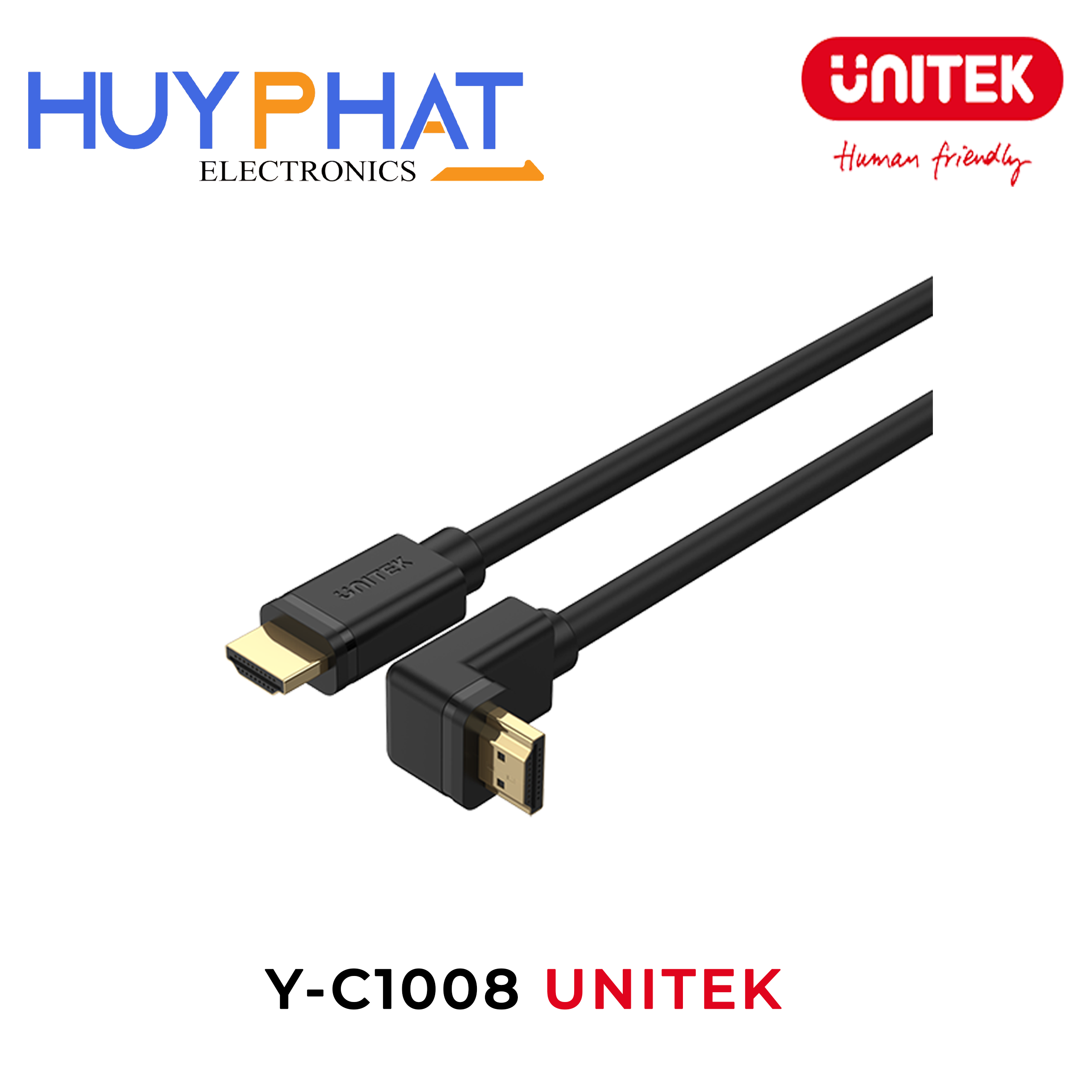 Cáp HDMI đầu cong 4K@60Hz dài đến 3m UNITEK Y-C1008