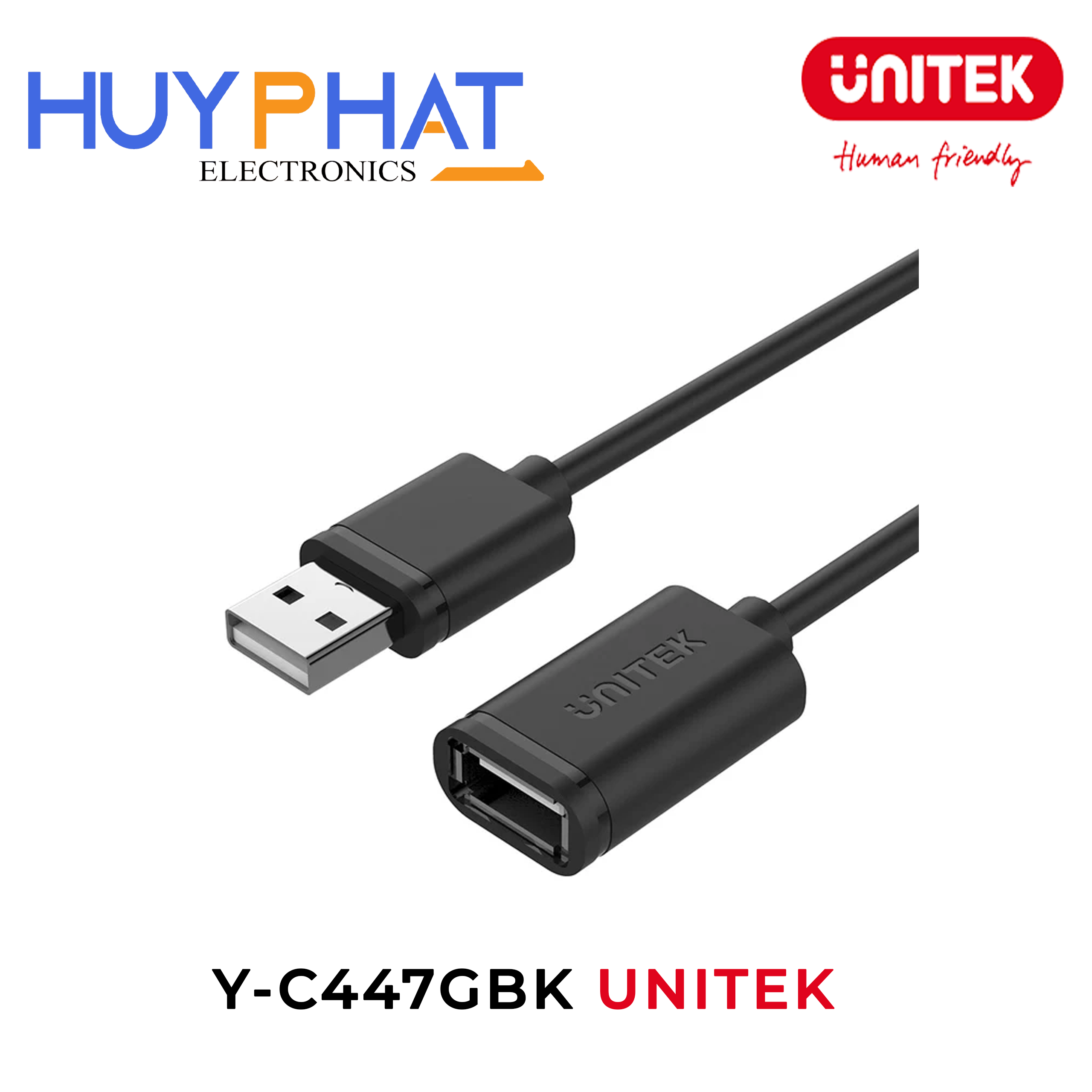 Cáp nối dài USB 2.0 dài đến 5m UNITEK Y-C447GBK