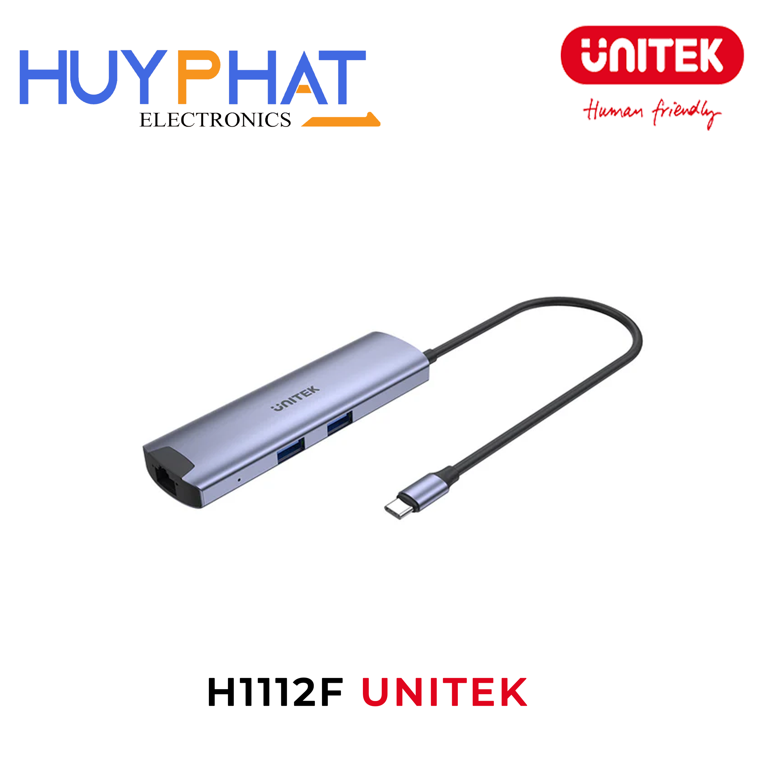 Bộ chuyển đổi 6 cổng Type-C -> HDMI 4K@30Hz + USB + LAN + PD 100W UNITEK H1112F