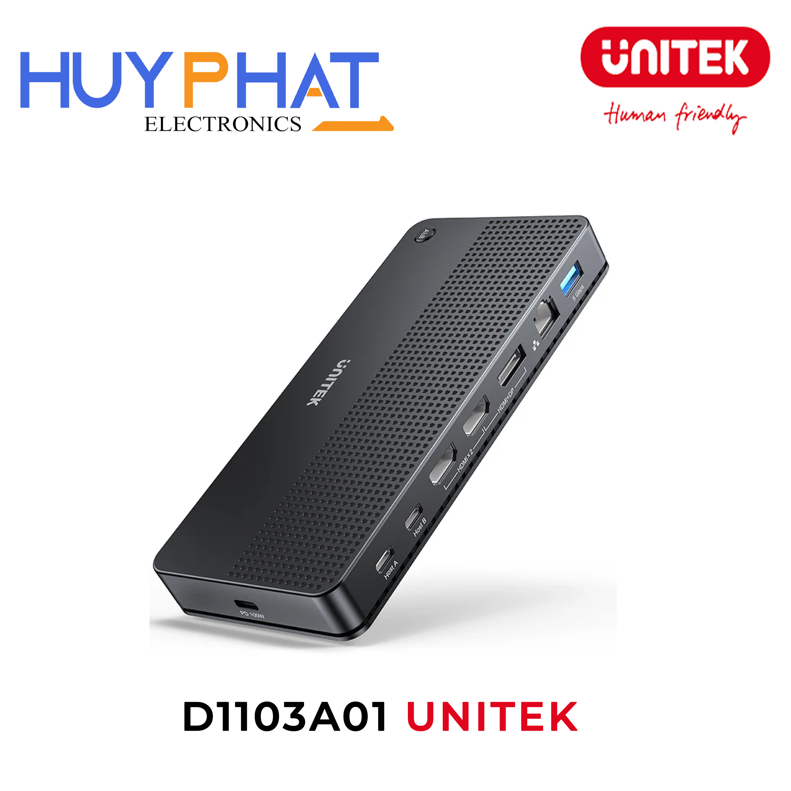 Bộ chuyển mạch KVM 4K@60Hz kép phổ thông UNITEK D1103A01