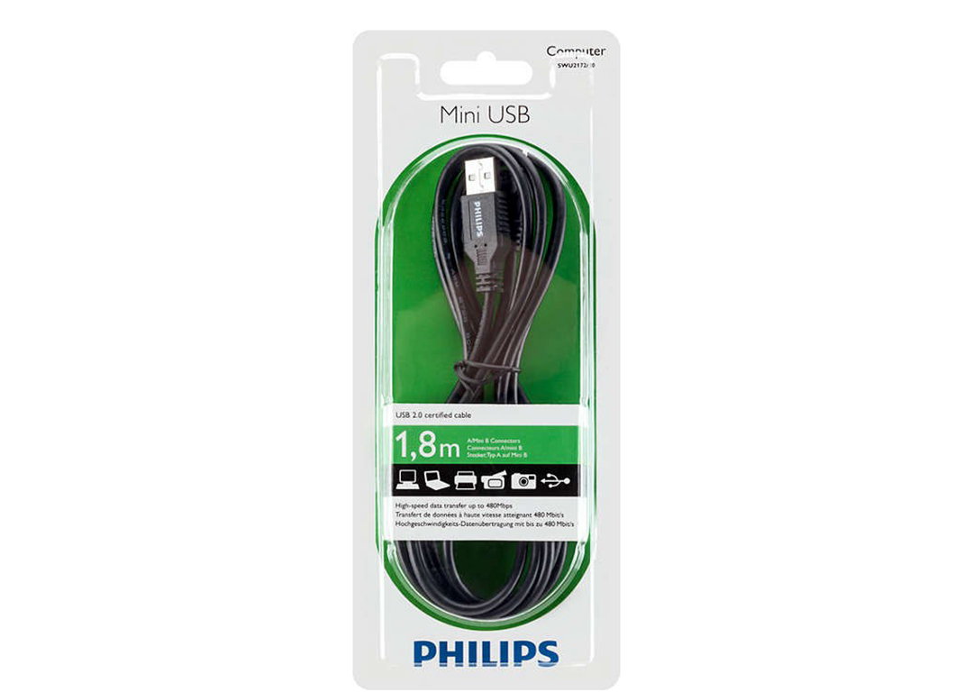 CÁP USB 2.0 -> MINI USB 1.8M PHILIPS (SWU2172/10)