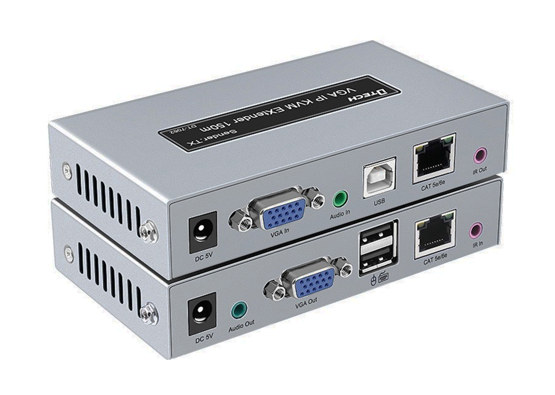 Hộp nối dài VGA + USB KVM + AUDIO -> LAN 150m DTECH DT-7062