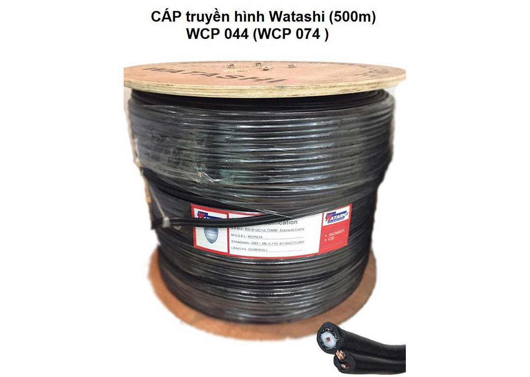 CÁP CUỘN CAMERA RG6+2C 500m WATASHI WCP 074