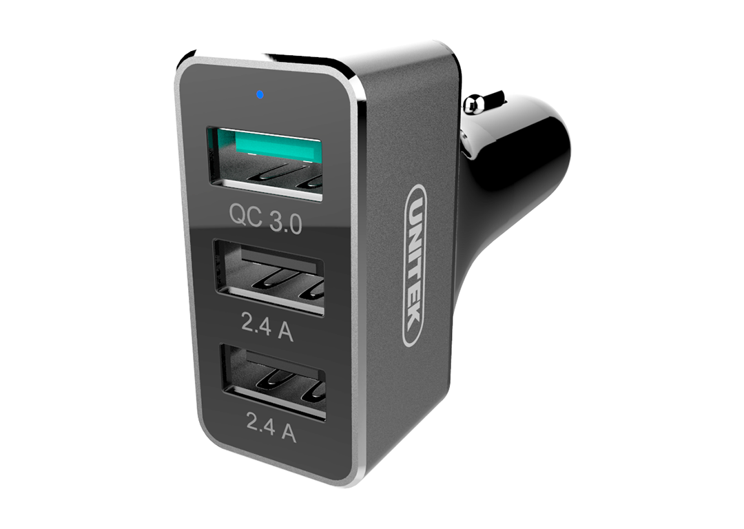SẠC XE HƠI 42W 2 USB 2.4A + USB QC 3.0 UNITEK (Y-P 530C)