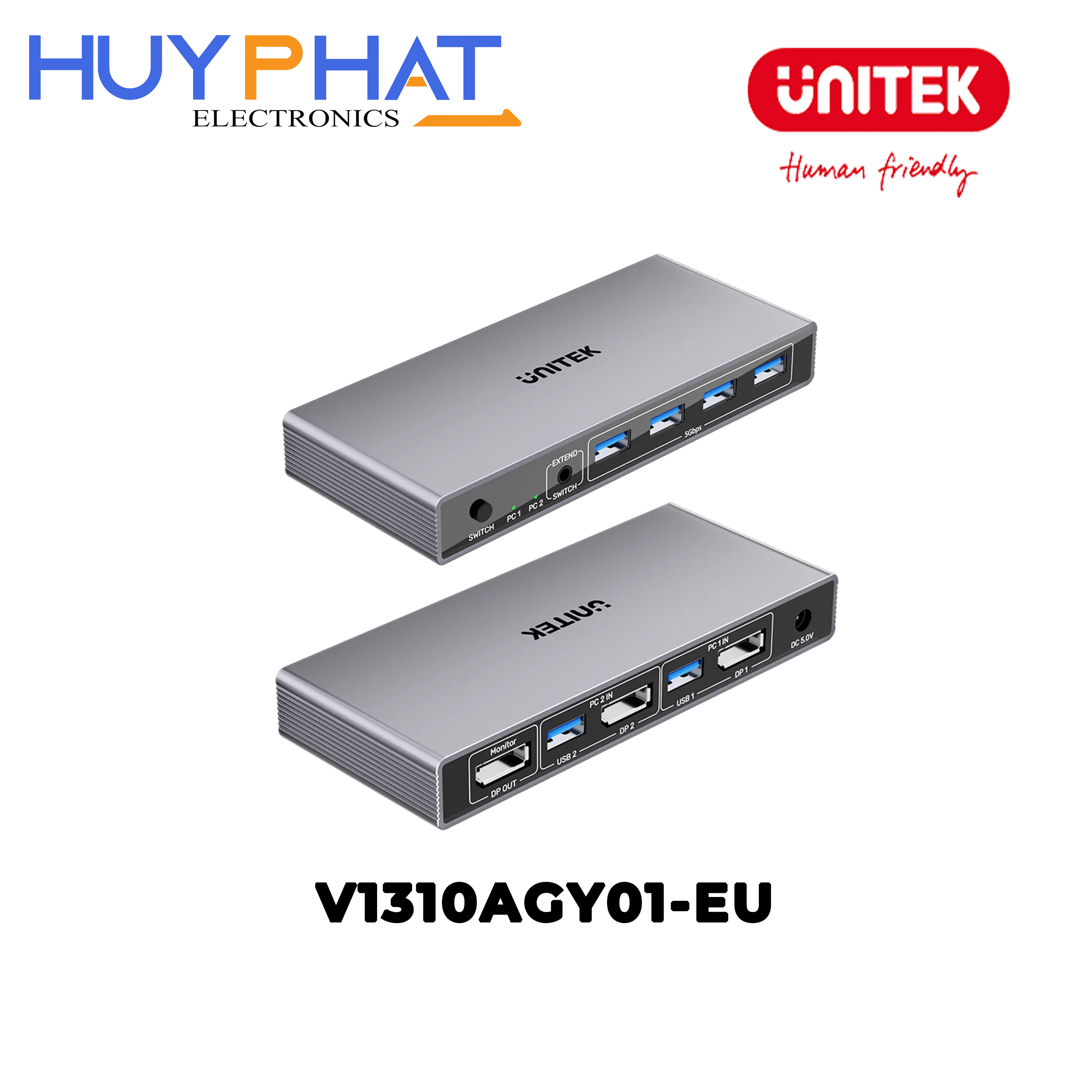Bộ chuyển mạch KVM DP 5Gbps UNITEK V1310AGY01-EU
