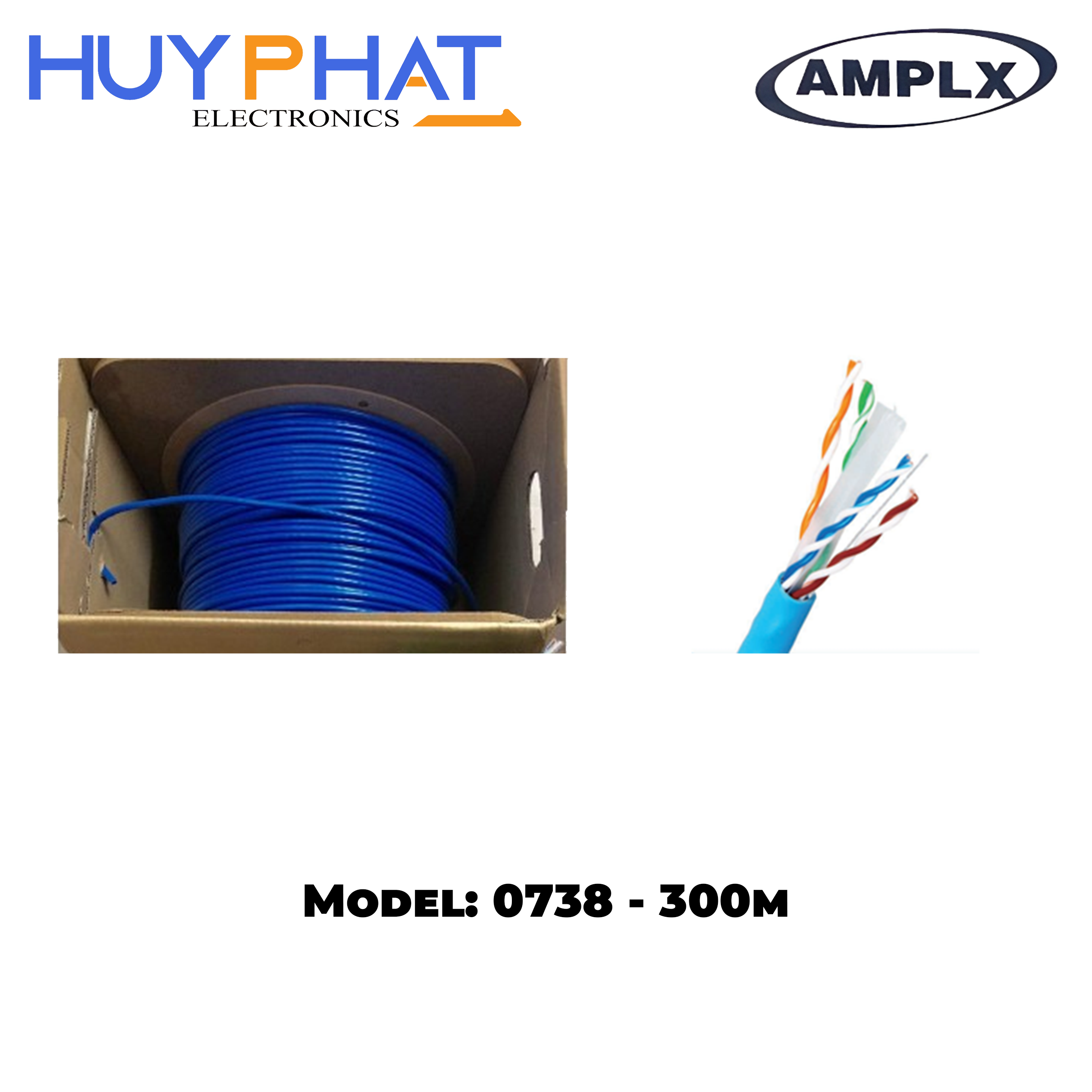 Cáp mạng cuộn CAt6A 300M 0738 BB gỗ AMPLX