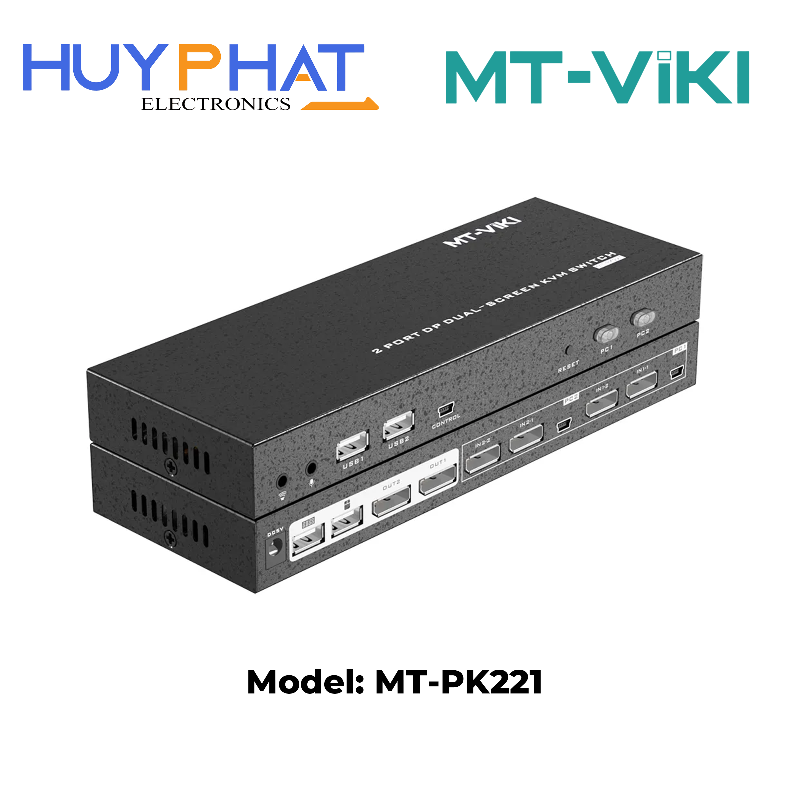 Bộ chuyển KVM DisplayPort 2 máy 1 màn hình 4K 60Hz MT-VIKI MT-PK221
