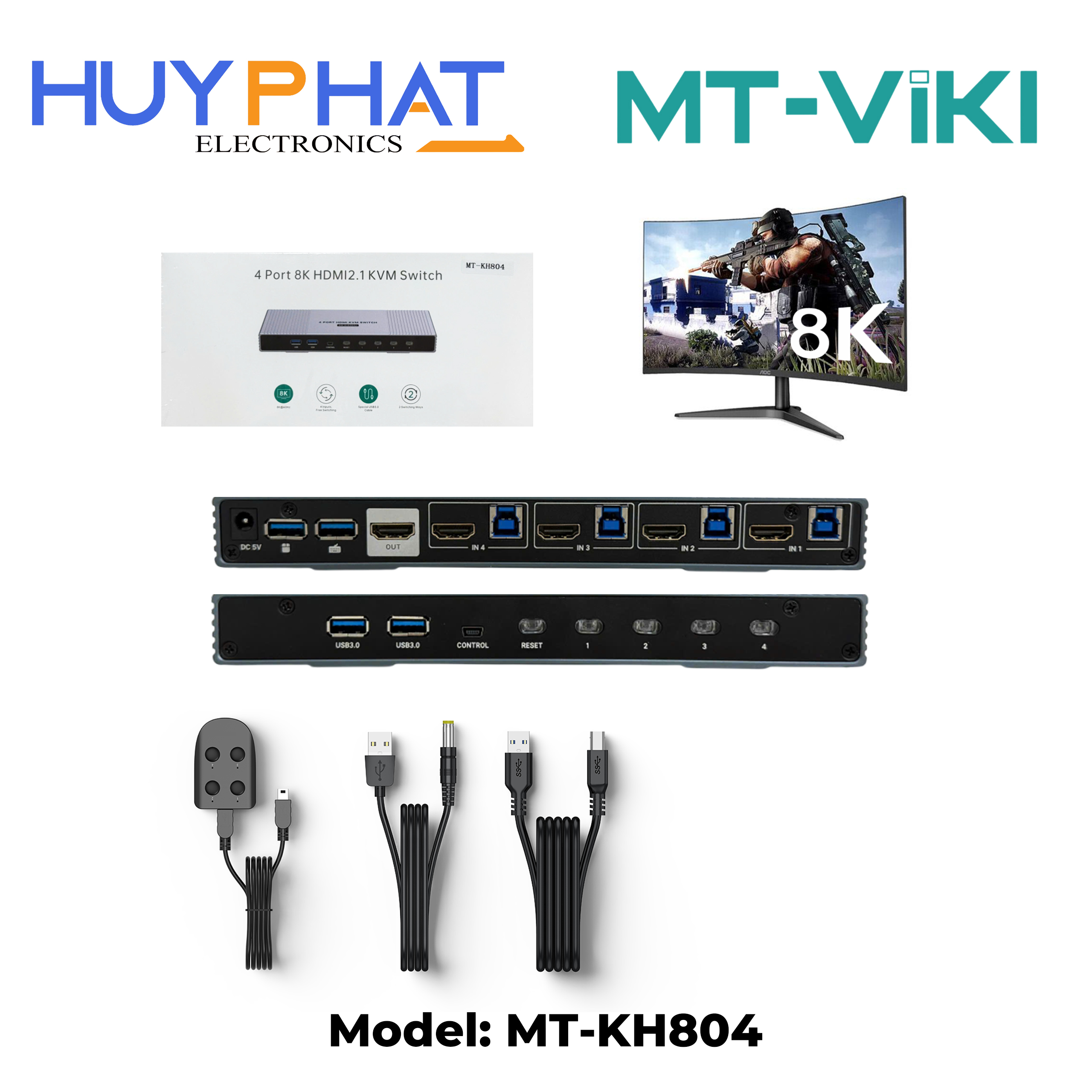 Bộ chuyển đổi HDMI USB 3.0 KVM 4 Port MT-VIKI MT-KH804