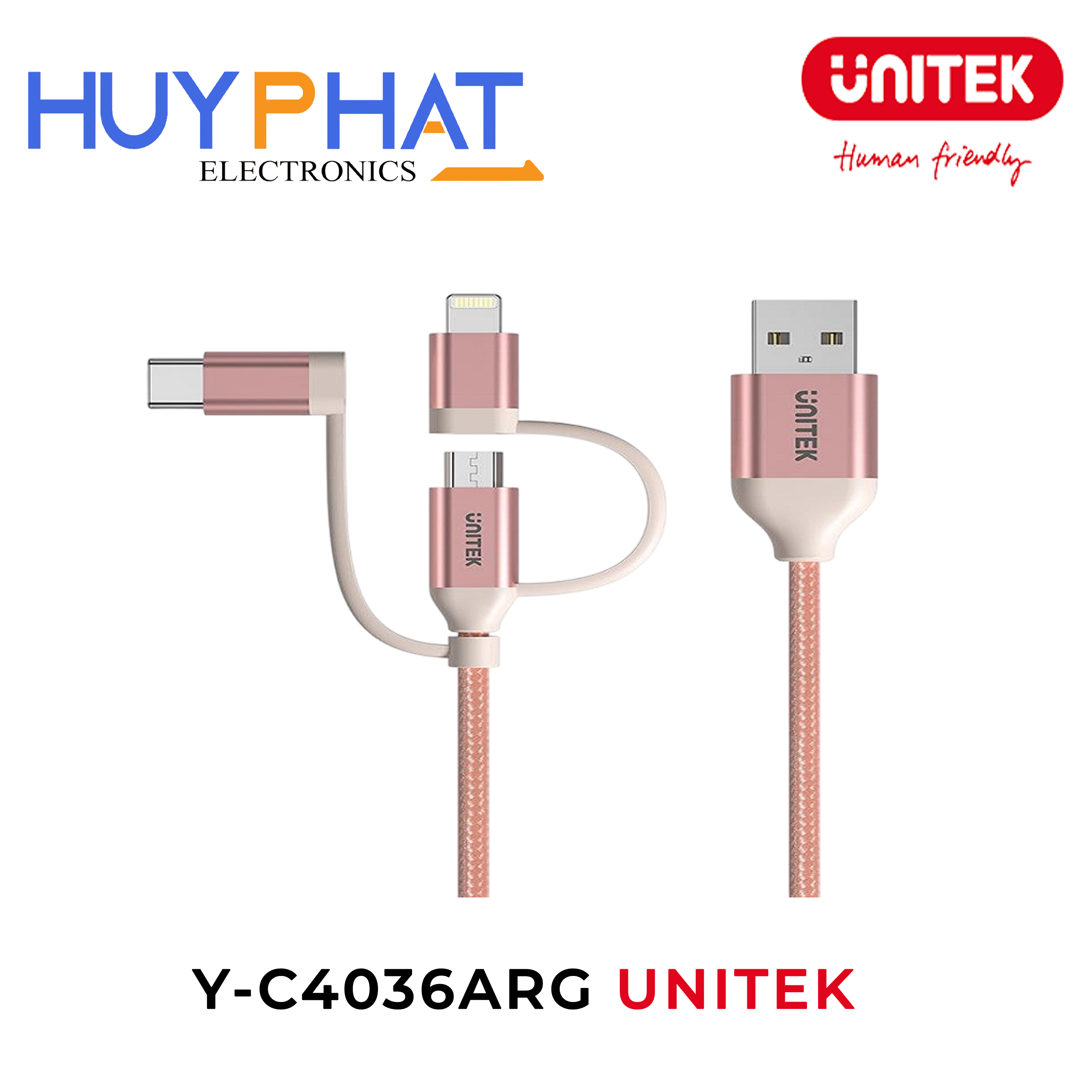 Cáp USB -> Micro + Lightning 1m UNITEK Y-C4036ARG