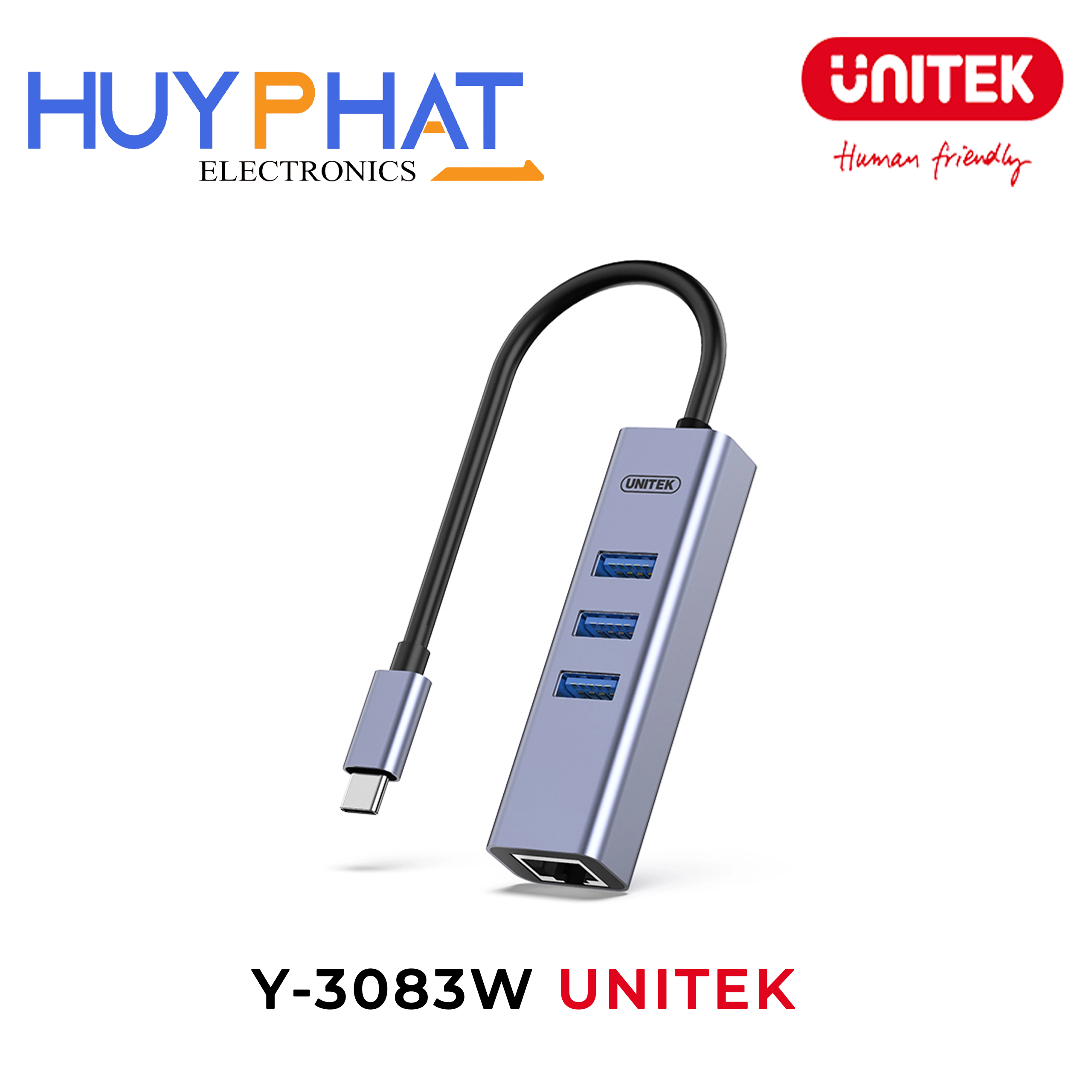 Bộ chuyển đổi 4 cổng Type-C ->USB + LAN UNITEK Y-3083W