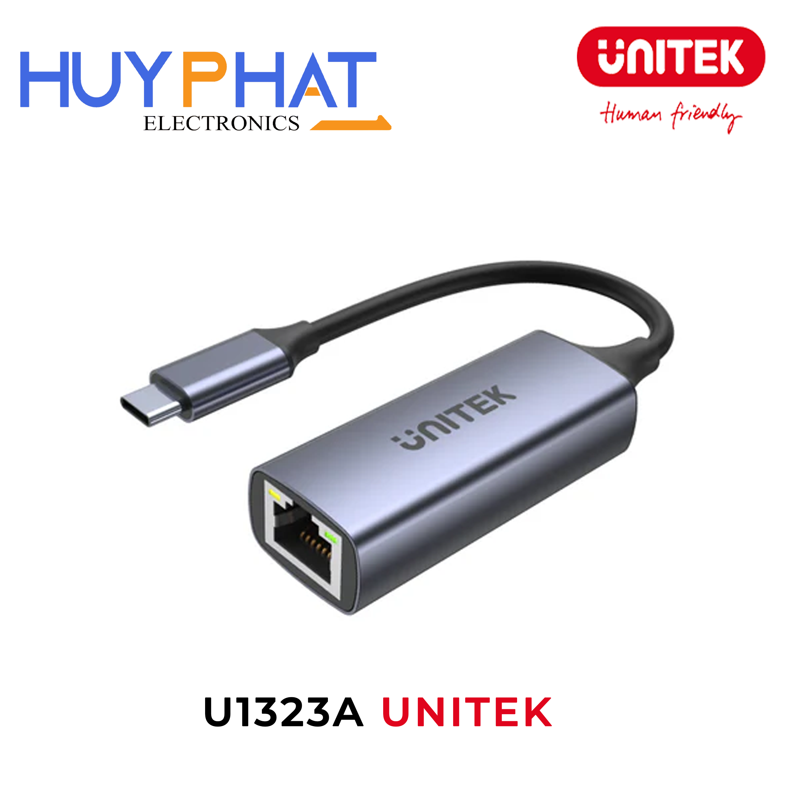 Bộ chuyển đổi 2 cổng Type-C -> LAN + PD 100W UNITEK U1323A