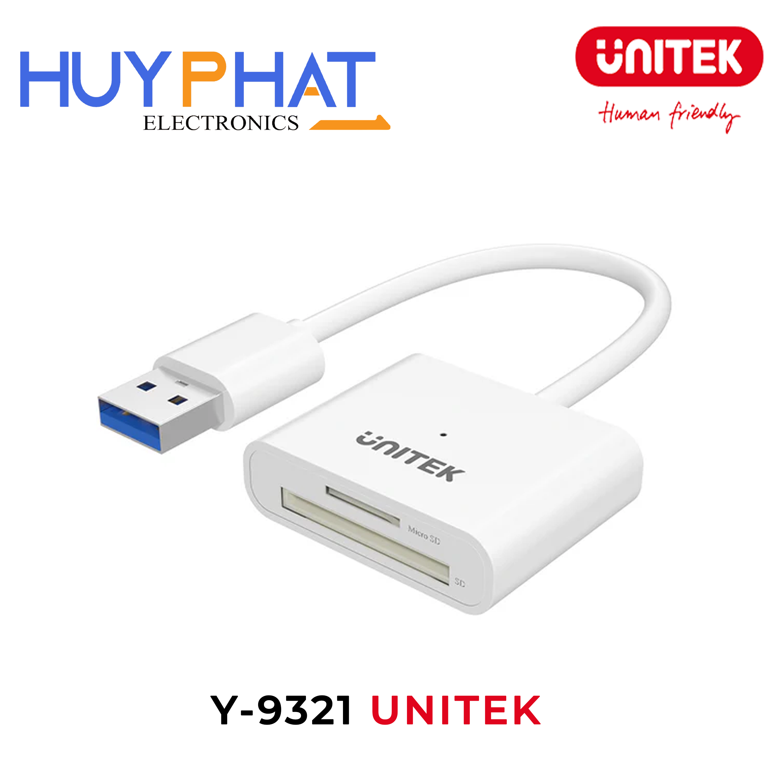 Đầu đọc thẻ SD + Micro SD qua USB UNITEK Y-9321