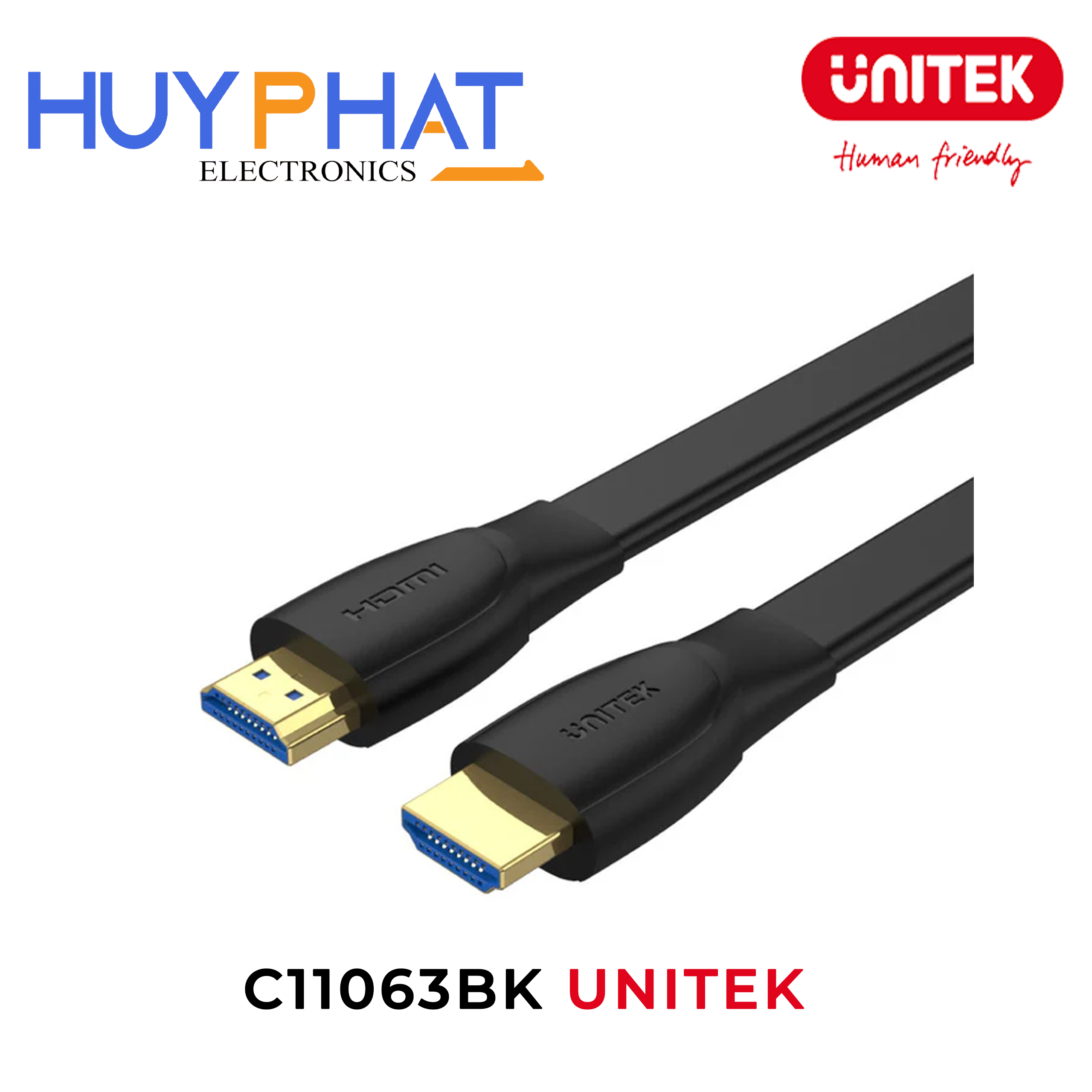 Cáp HDMI dẹt tốc độ cao 4K 60Hz dài đến 5M UNITEK C11063BK
