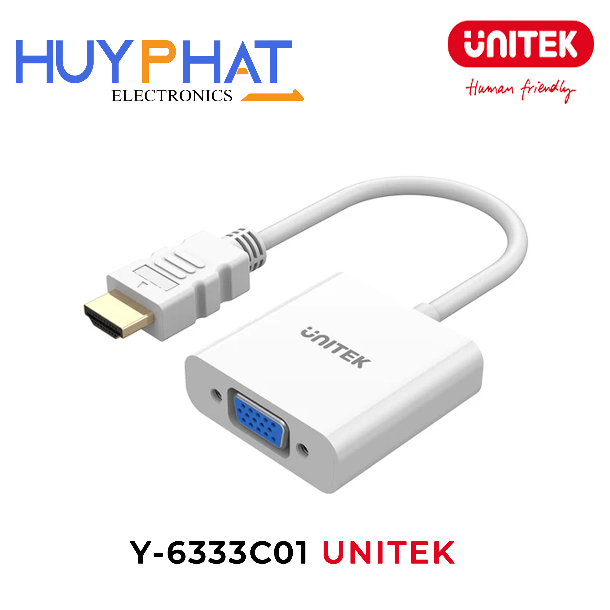 Cáp chuyển đổi HDMI -> VGA 1080p@60Hz UNITEK Y-6333C01