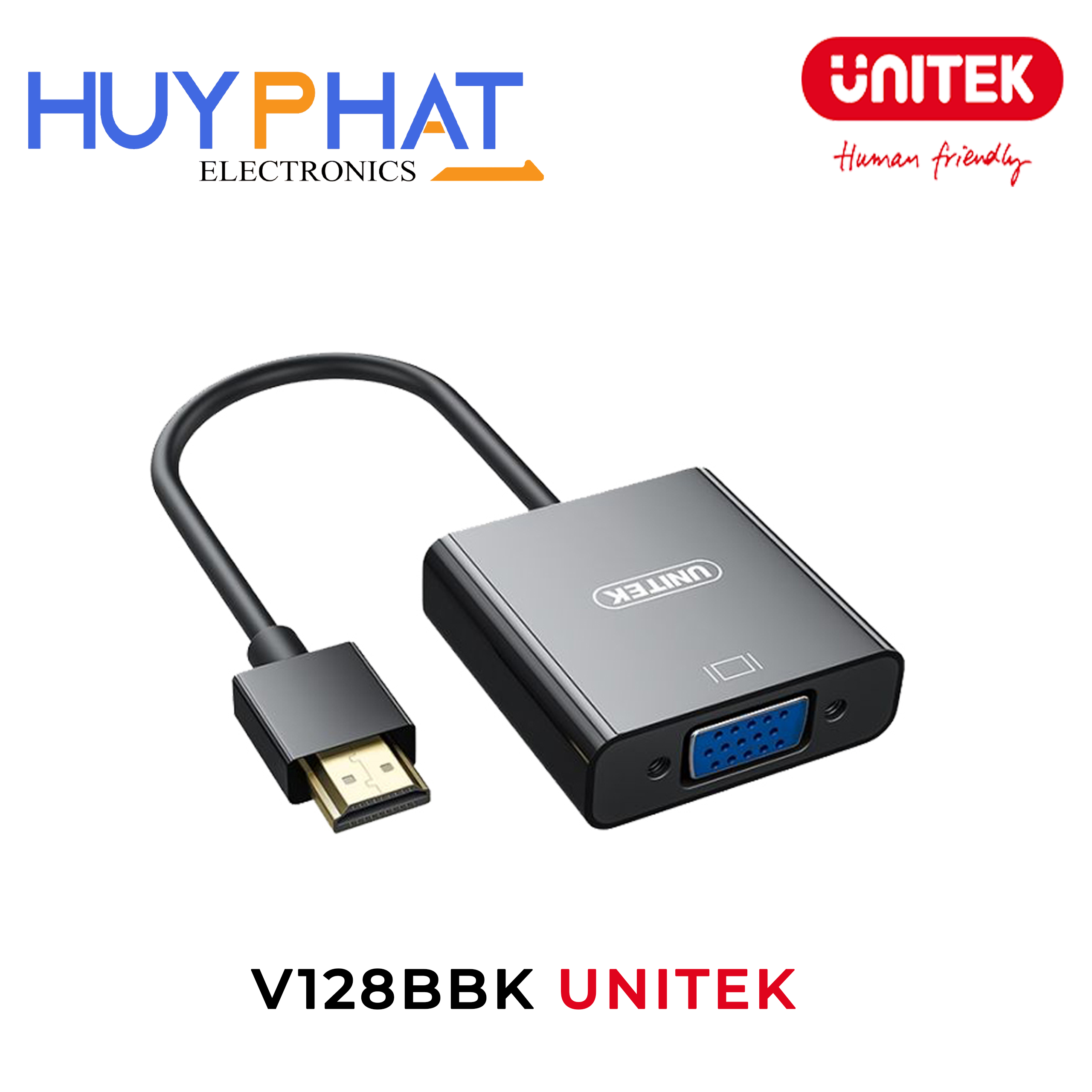 Cáp chuyển đổi HDMI -> VGA 1080p@60Hz + AUDIO UNITEK V128BBK