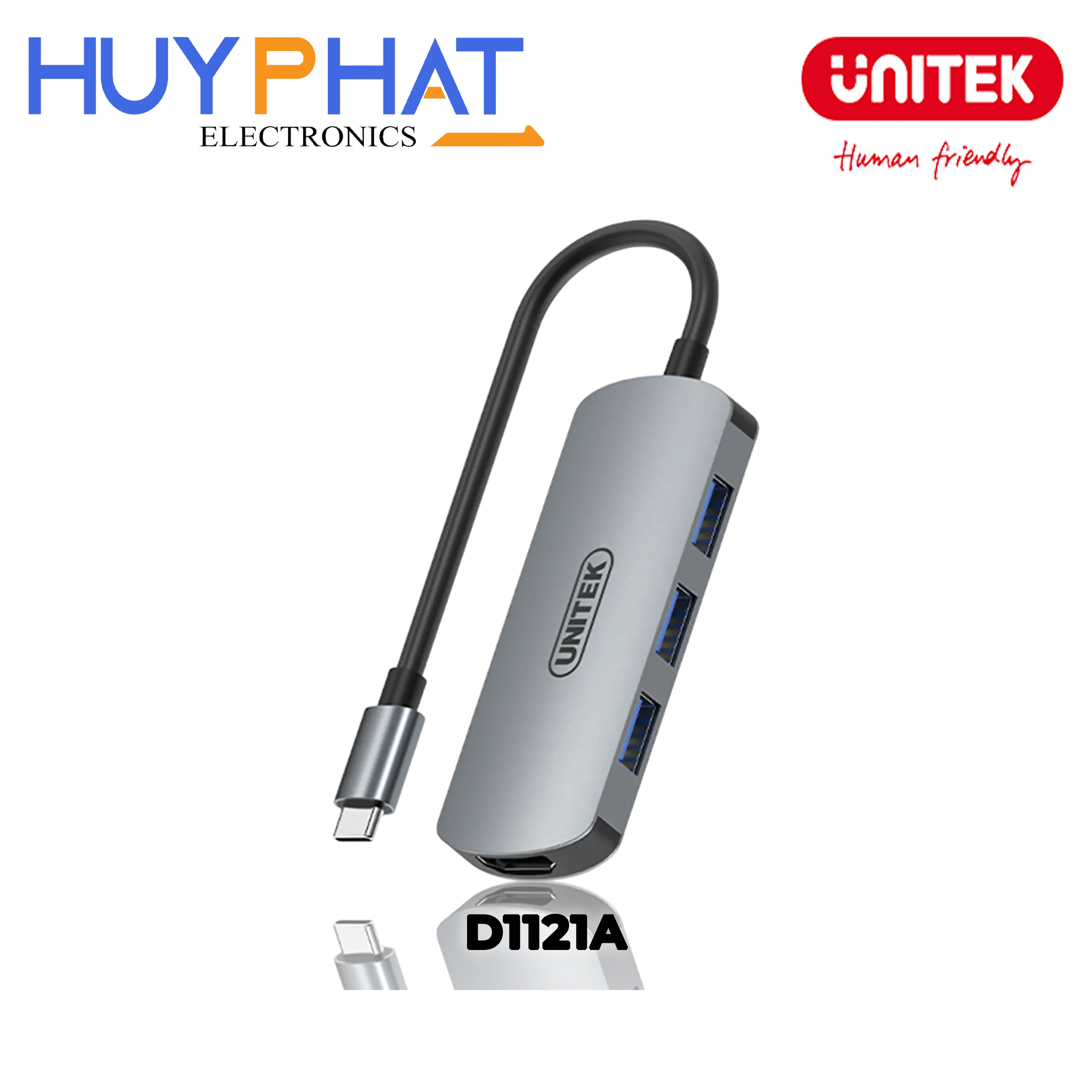 Bộ chuyển đổi 5 cổng Type-C -> USB 3.0 + HDMI 4K@30Hz + PD100W UNITEK D1121A