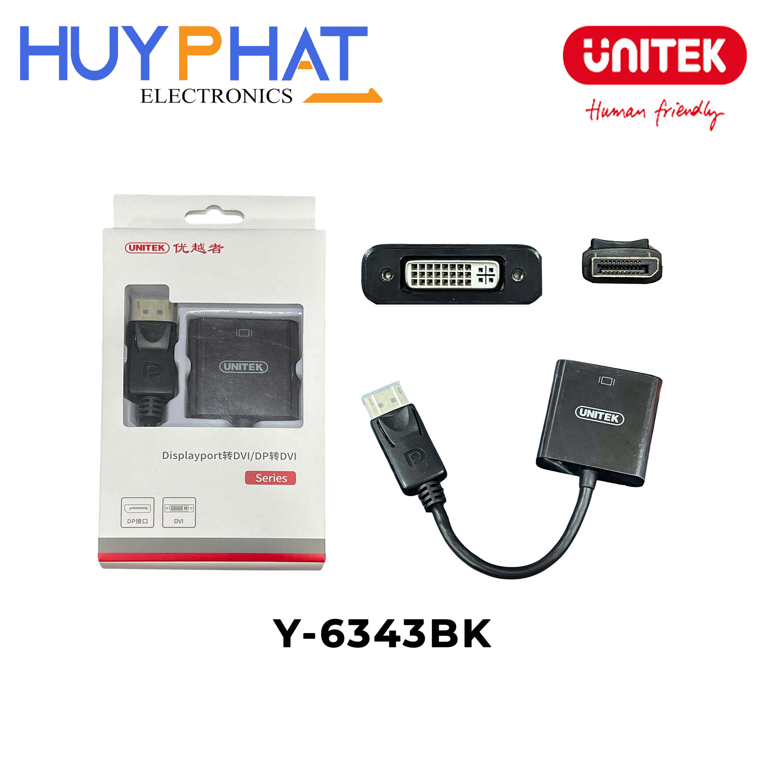 Cáp chuyển Displayport -> DVI UNITEK Y-6343BK