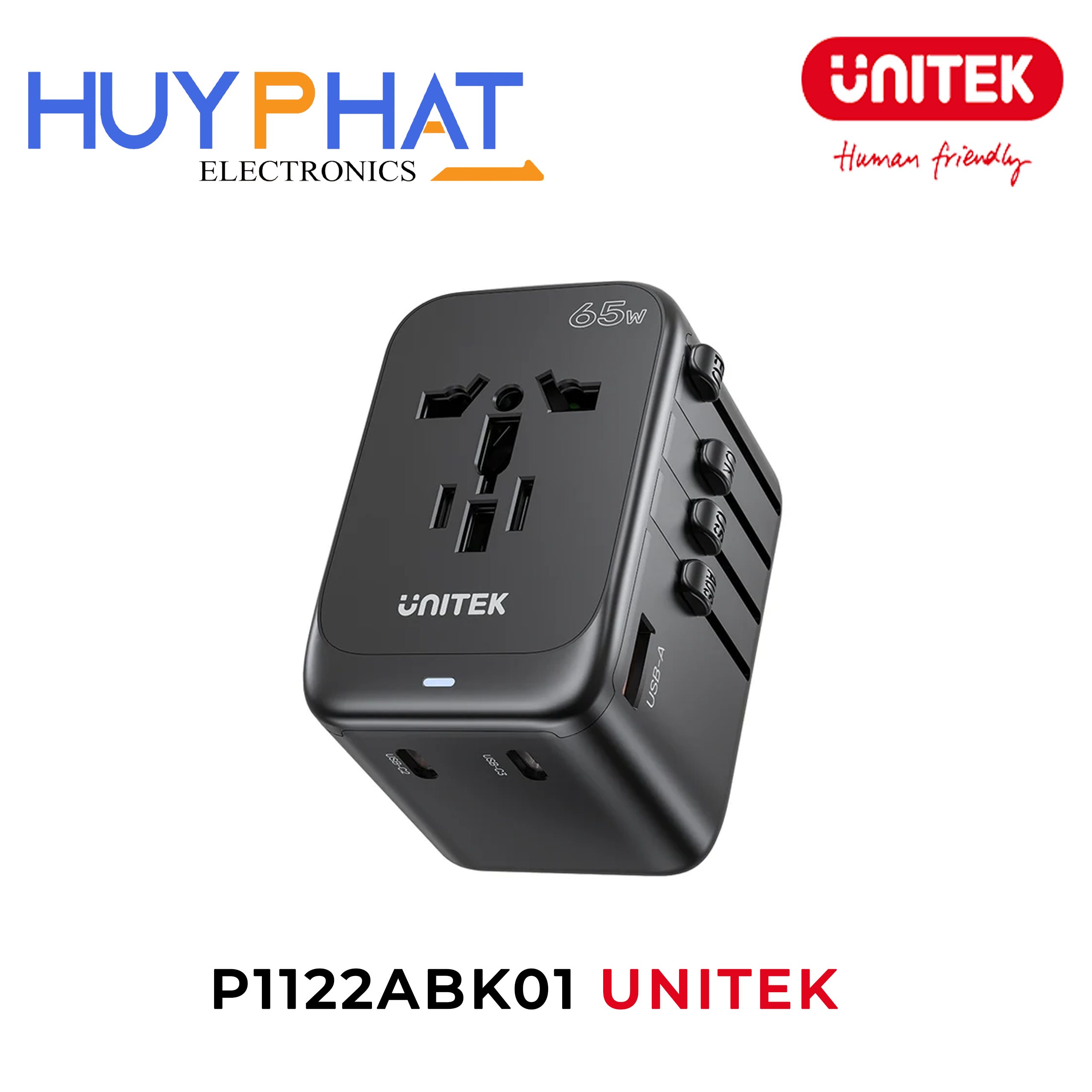 Dock sạc đa năng GaN 65W UNITEK P1122ABK01