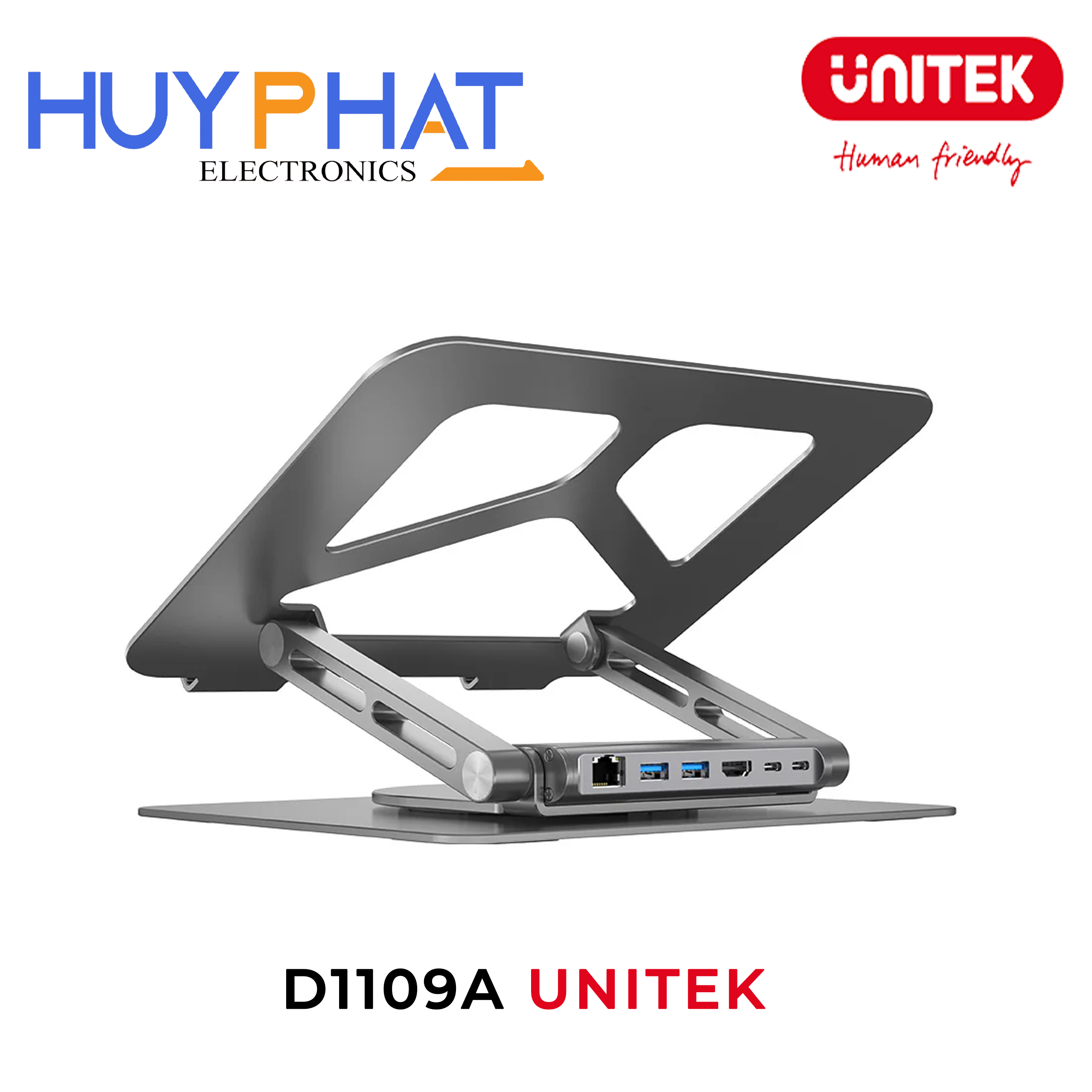 Giá đỡ laptop xoay 360 kèm hub Type-C UNITEK D1109A