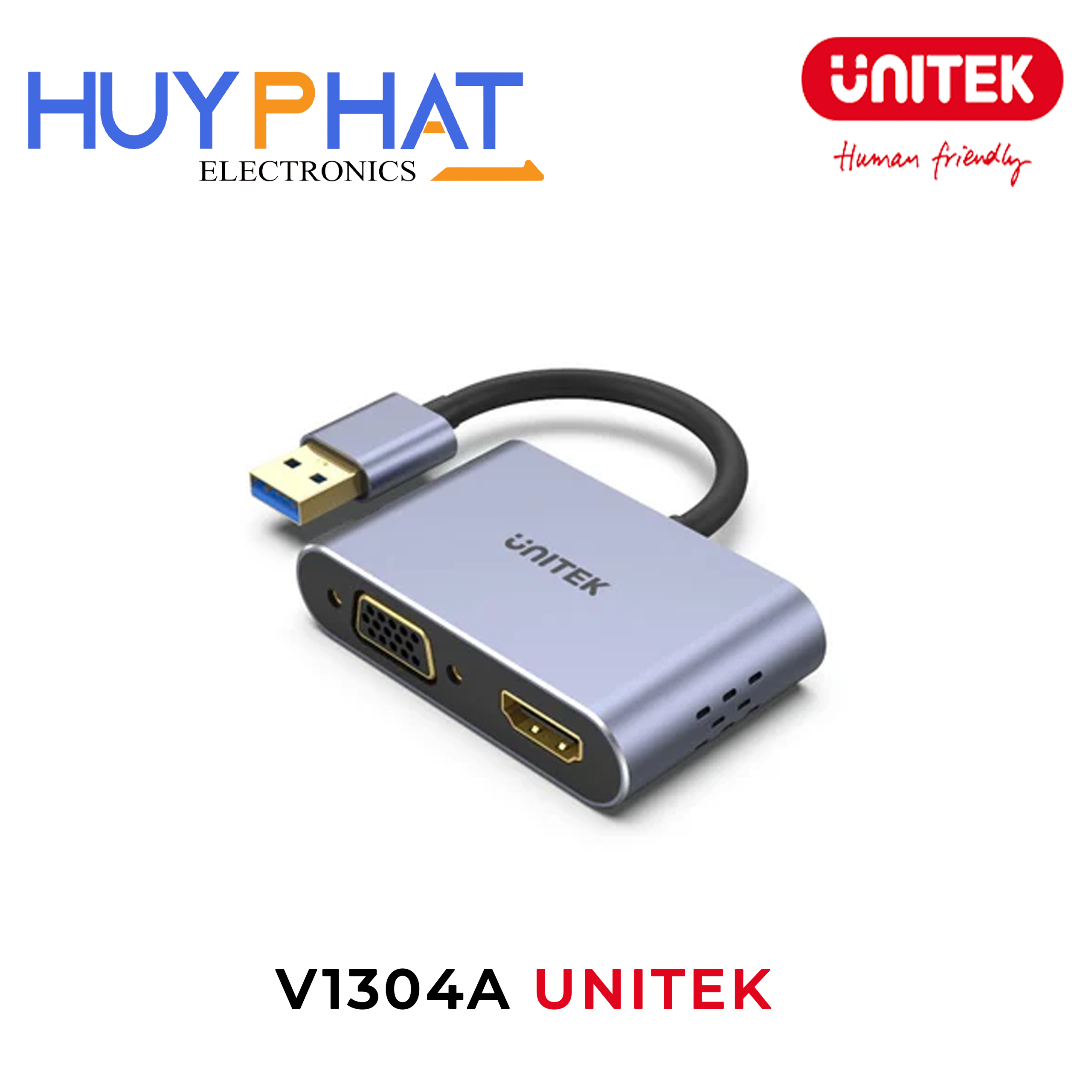 Hub chia 2 trong 1 USB 3.0 -> HDMI + VGA UNITEK V1304A