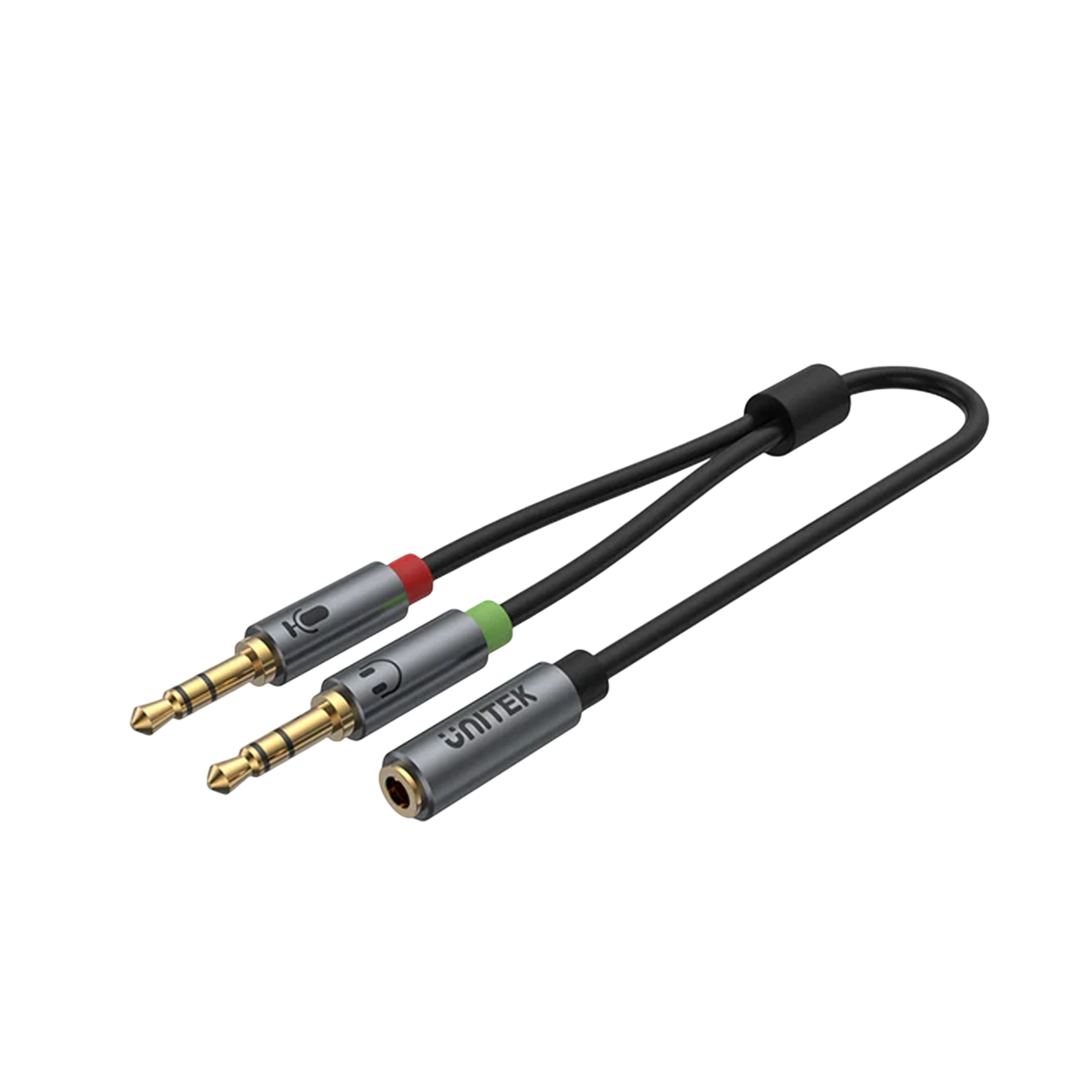 Cáp âm thanh 2 cổng 3.5mm (Mic+Tai nghe) → 3.5mm (L) dài 0.2m UNITEK Y-C957ABK